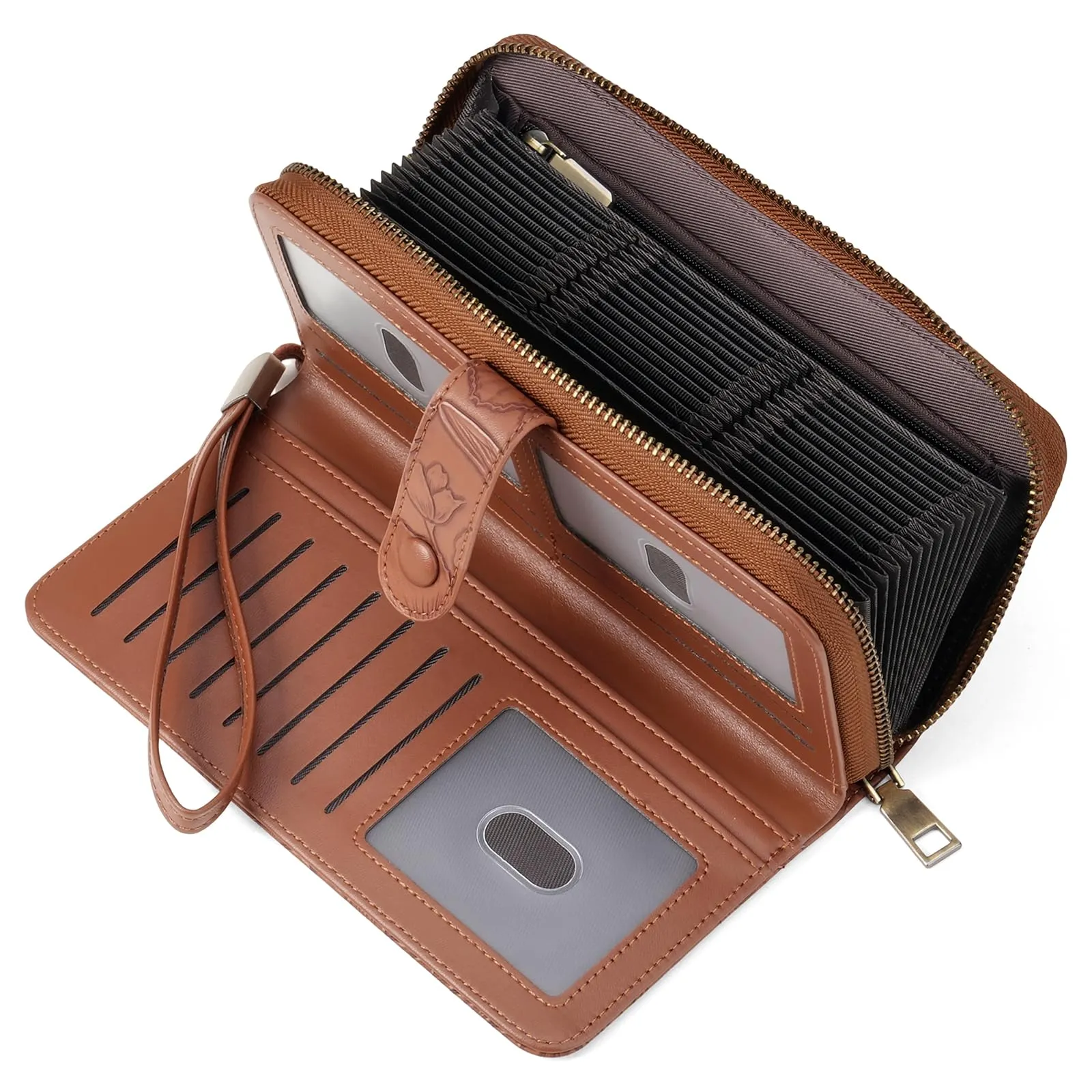 SENDEFN Portafoglio Donna Grande Capacità, Elegante Portamonete Donna Lungo, Porta Tessere Blocco RFID con Cerniera e Multi Card Slots Adatto per Cellulare - immagine 2
