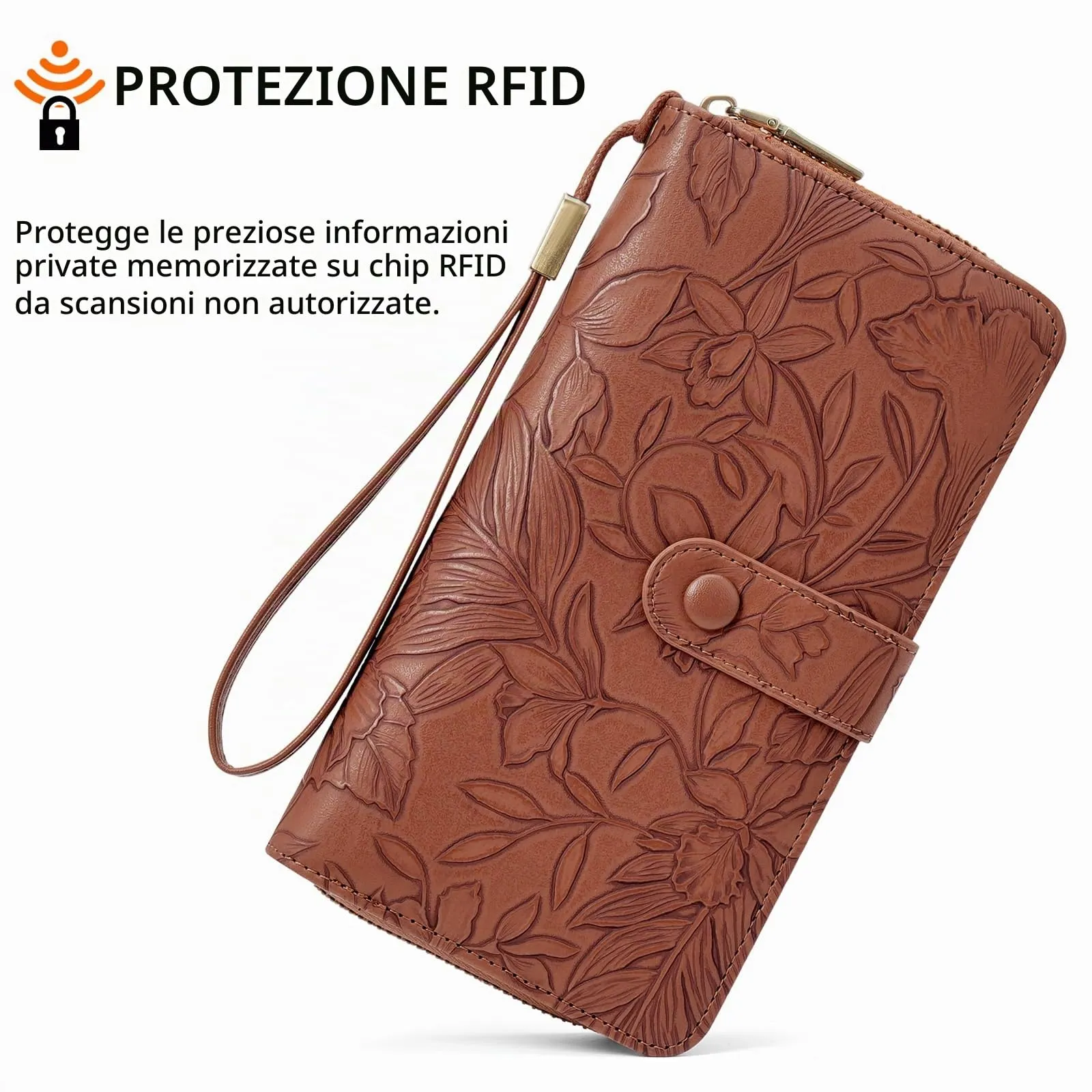 SENDEFN Portafoglio Donna Grande Capacità, Elegante Portamonete Donna Lungo, Porta Tessere Blocco RFID con Cerniera e Multi Card Slots Adatto per Cellulare - immagine 5
