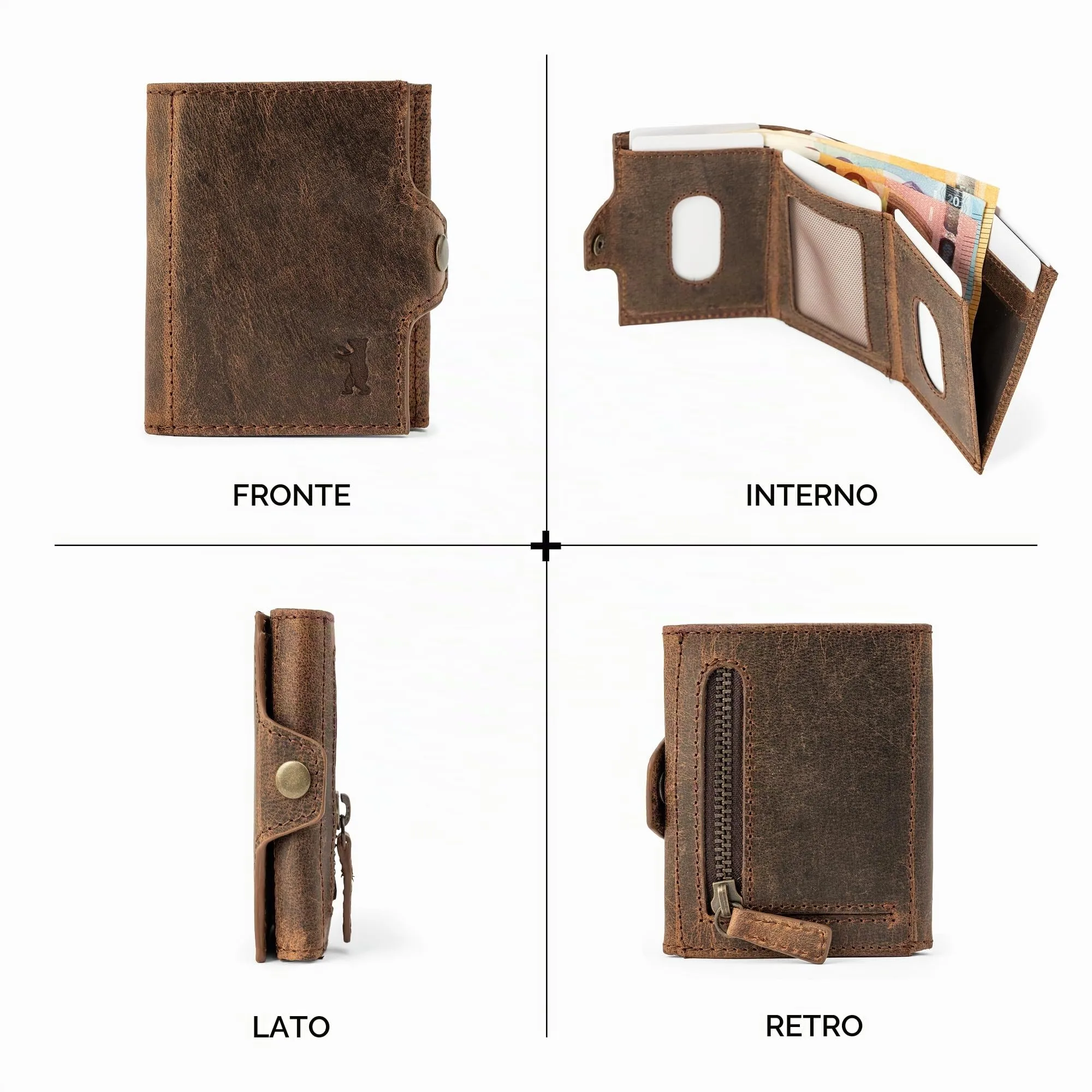Berliner Bags Portafoglio Hamburg Uomo Piccolo Slim in Pelle e Portamonete - immagine 6