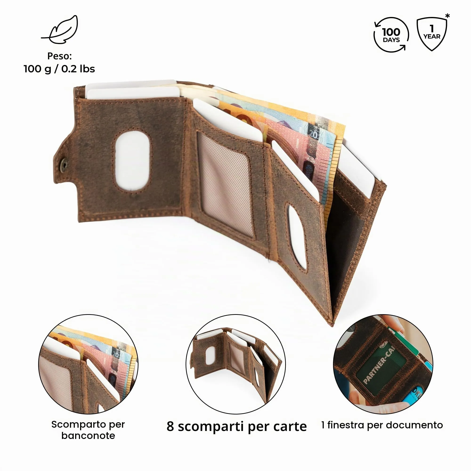 Berliner Bags Portafoglio Hamburg Uomo Piccolo Slim in Pelle e Portamonete - immagine 4