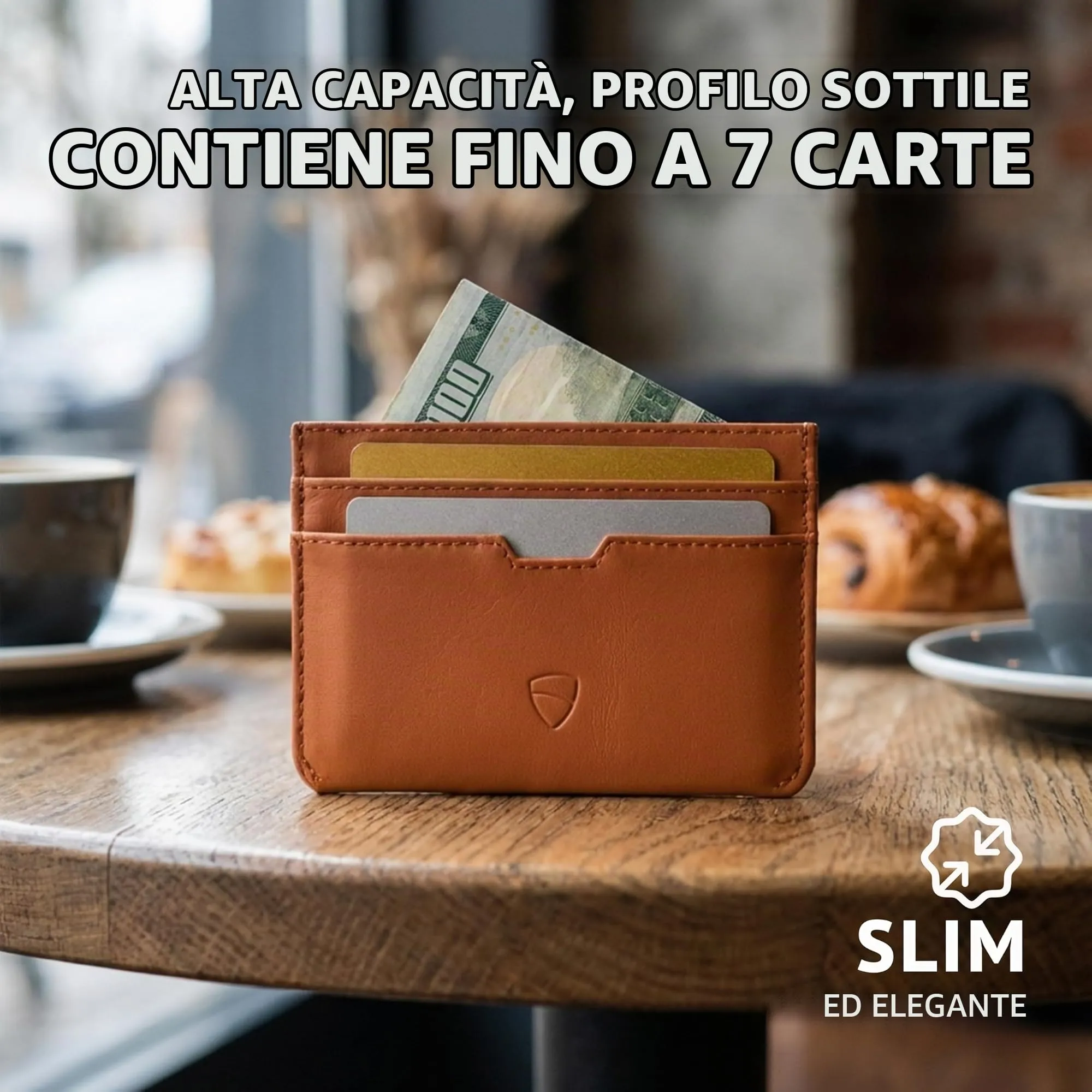 Vaultskin MOORGATE Porta Carte Uomo in Pelle con RFID, Arancione - immagine 2