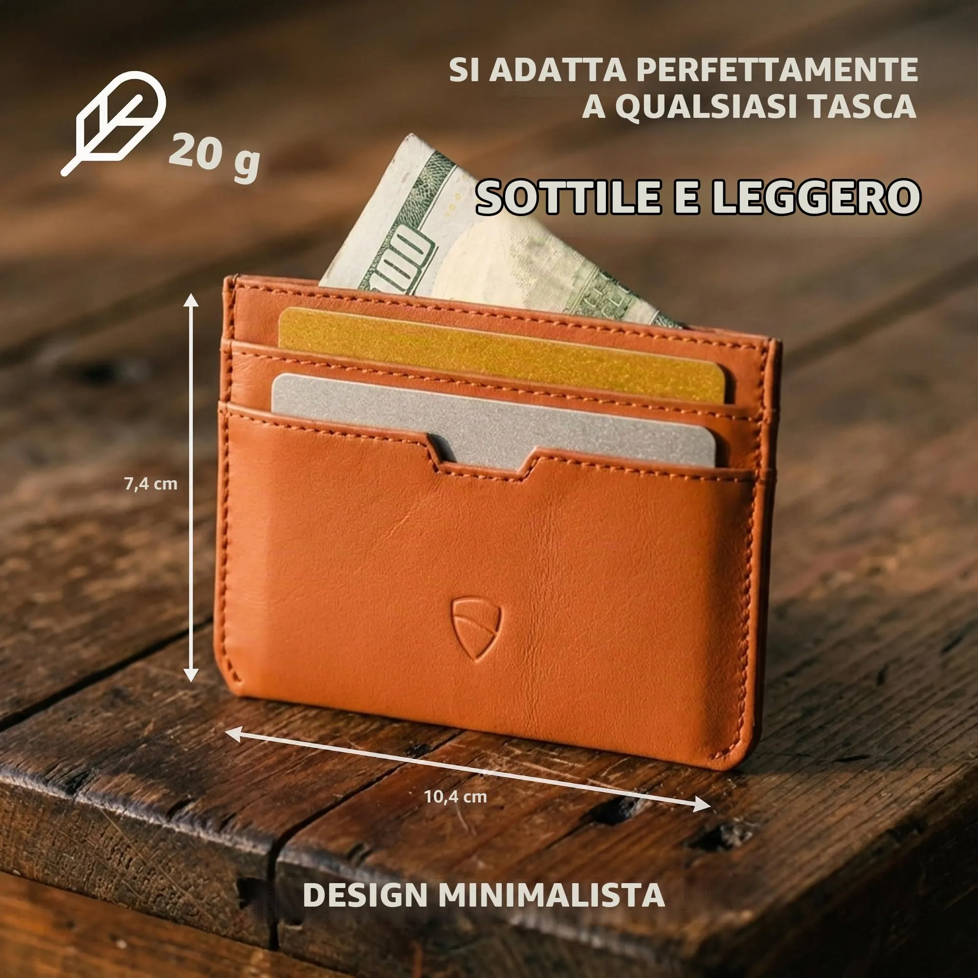 Vaultskin MOORGATE Porta Carte Uomo in Pelle con RFID, Arancione - immagine 3