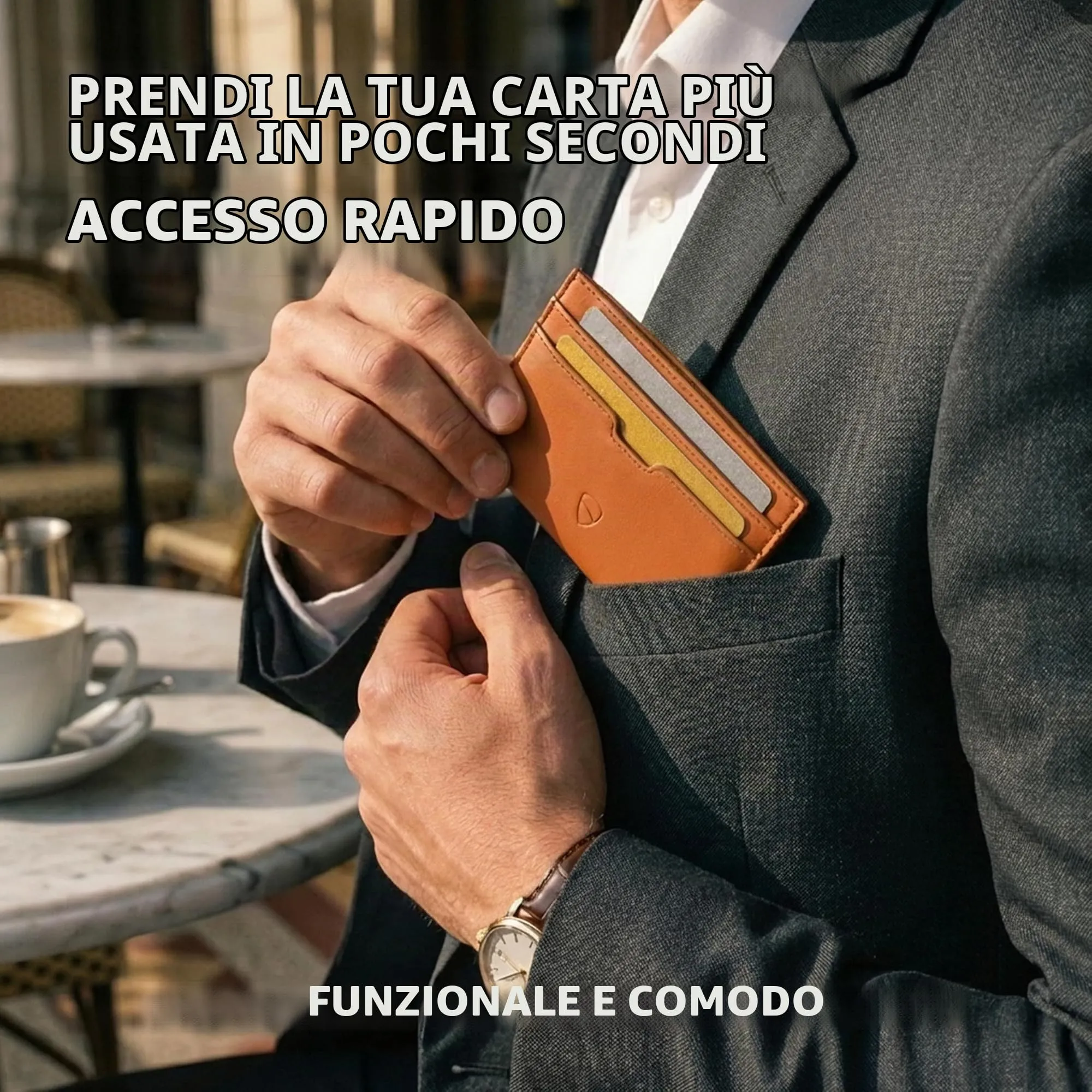 Vaultskin MOORGATE Porta Carte Uomo in Pelle con RFID, Arancione - immagine 5
