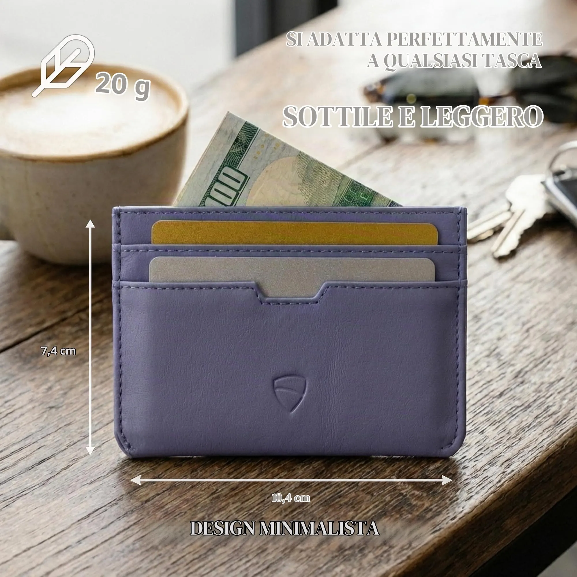 Vaultskin MOORGATE Porta Carte Uomo in Pelle con RFID, Blu violaceo - immagine 3