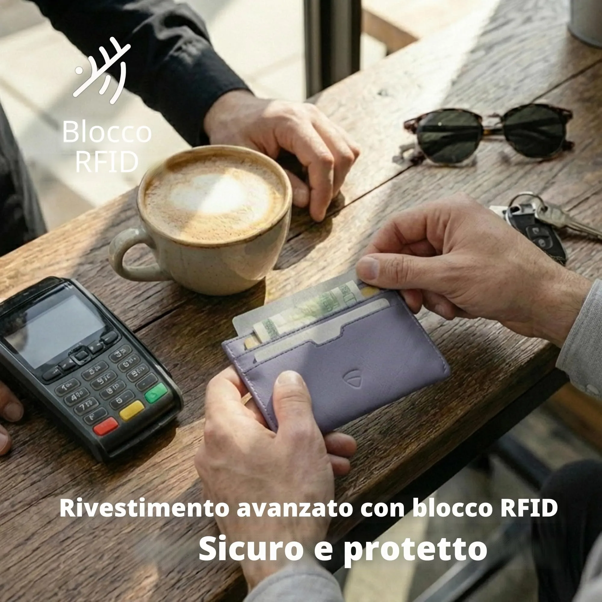 Vaultskin MOORGATE Porta Carte Uomo in Pelle con RFID, Blu violaceo - immagine 6