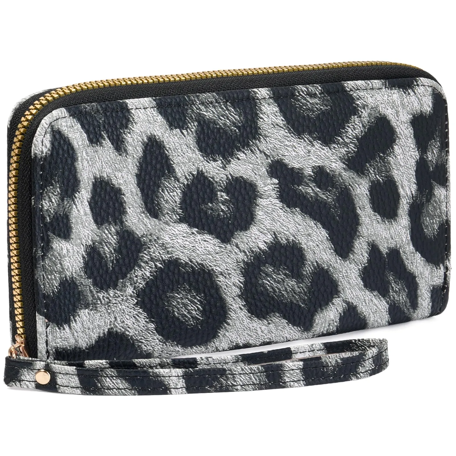 GAEKEAO Portafoglio Donna Grande, Portamonete Donna in Pelle PU con Cerniera Totale, Porta Carte a Motivo Leopardo con Fascia da Polso, Portafogli Spazioso con Numerose Fessure per Carte - immagine 1