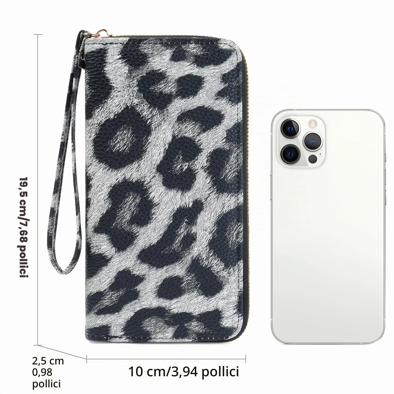 GAEKEAO Portafoglio Donna Grande, Portamonete Donna in Pelle PU con Cerniera Totale, Porta Carte a Motivo Leopardo con Fascia da Polso, Portafogli Spazioso con Numerose Fessure per Carte - immagine 4