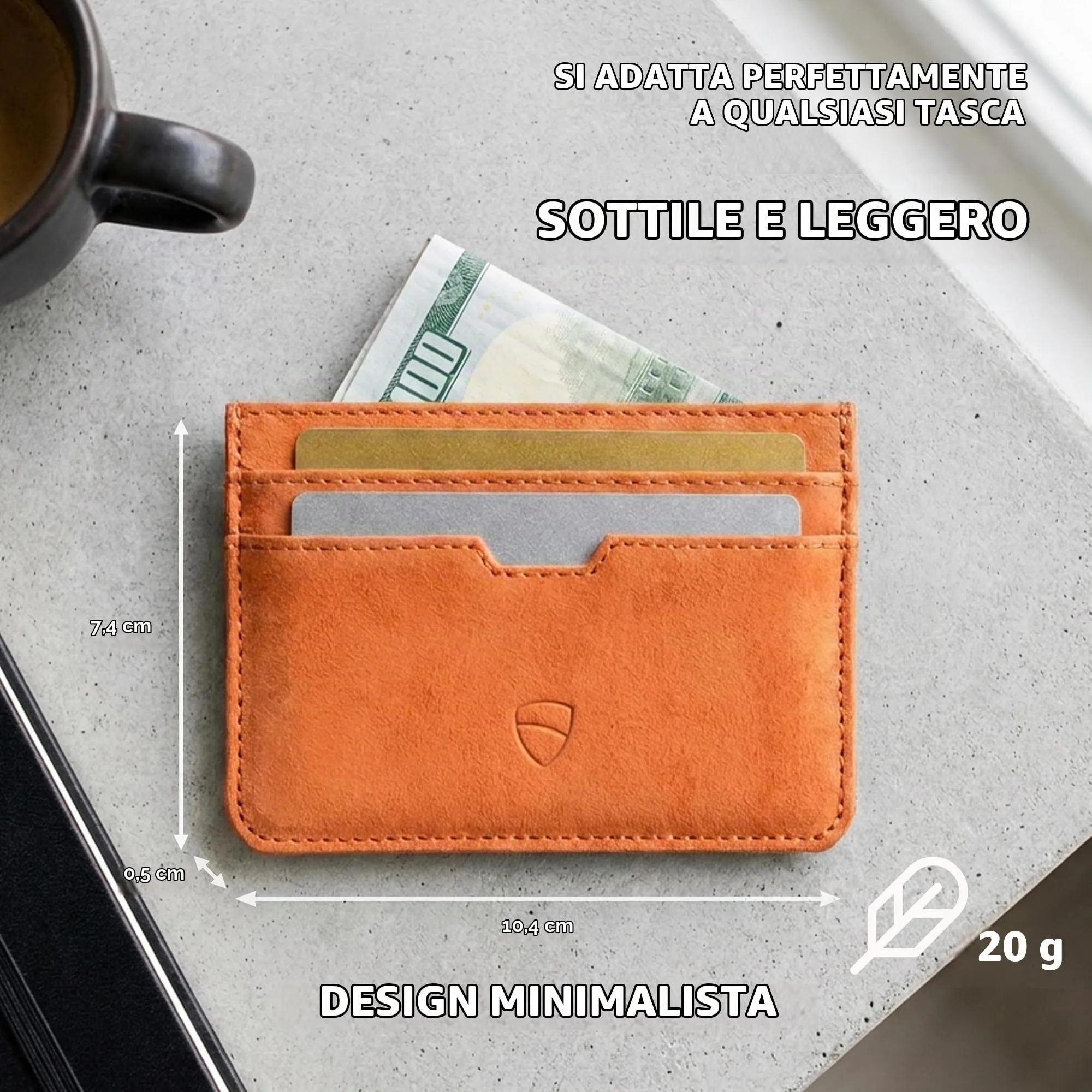 Vaultskin MOORGATE Porta Carte Uomo in Pelle con RFID, Ambra - immagine 2