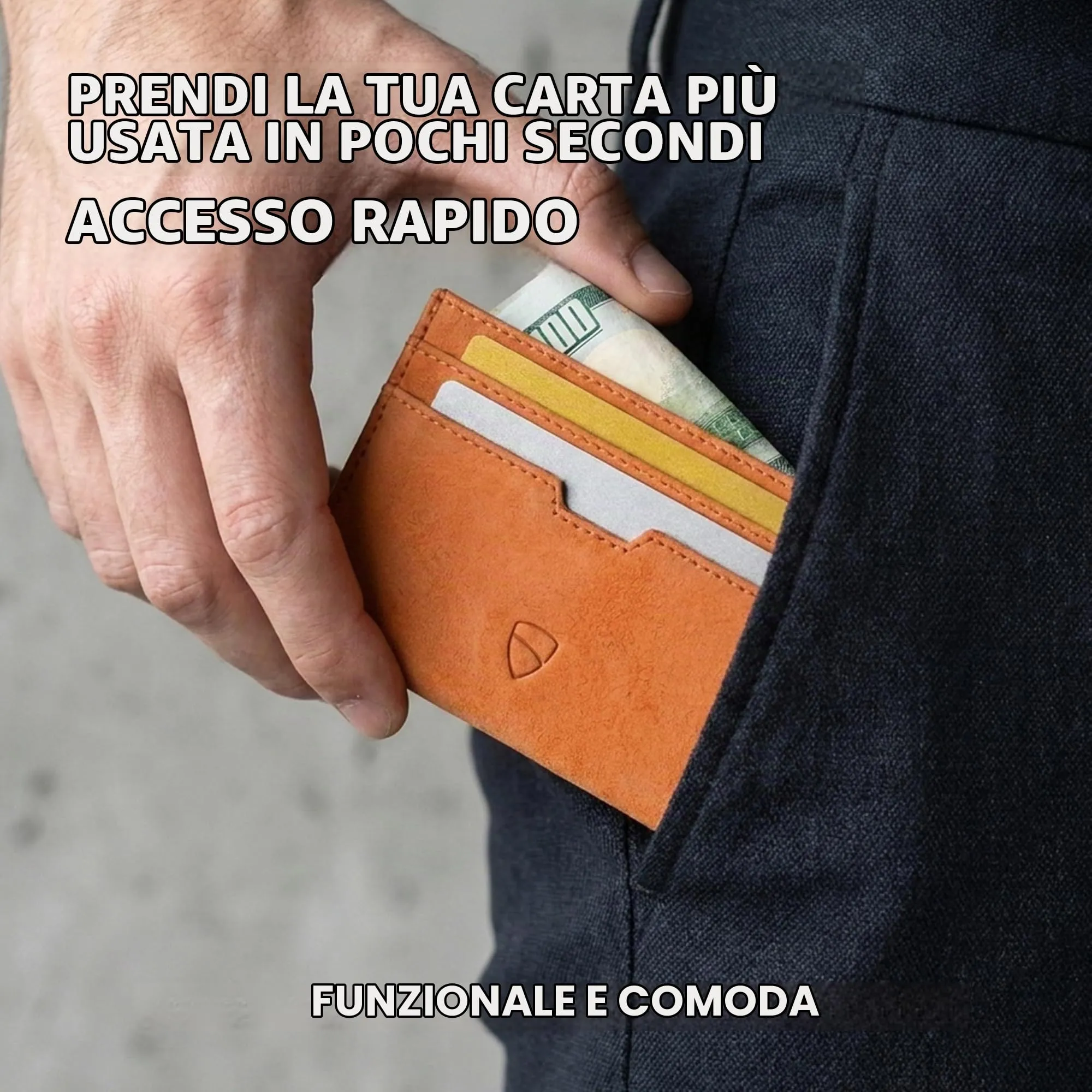 Vaultskin MOORGATE Porta Carte Uomo in Pelle con RFID, Ambra - immagine 3