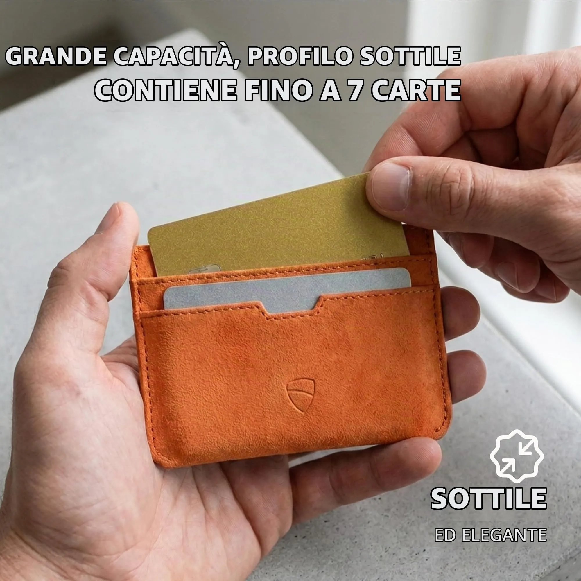 Vaultskin MOORGATE Porta Carte Uomo in Pelle con RFID, Ambra - immagine 5
