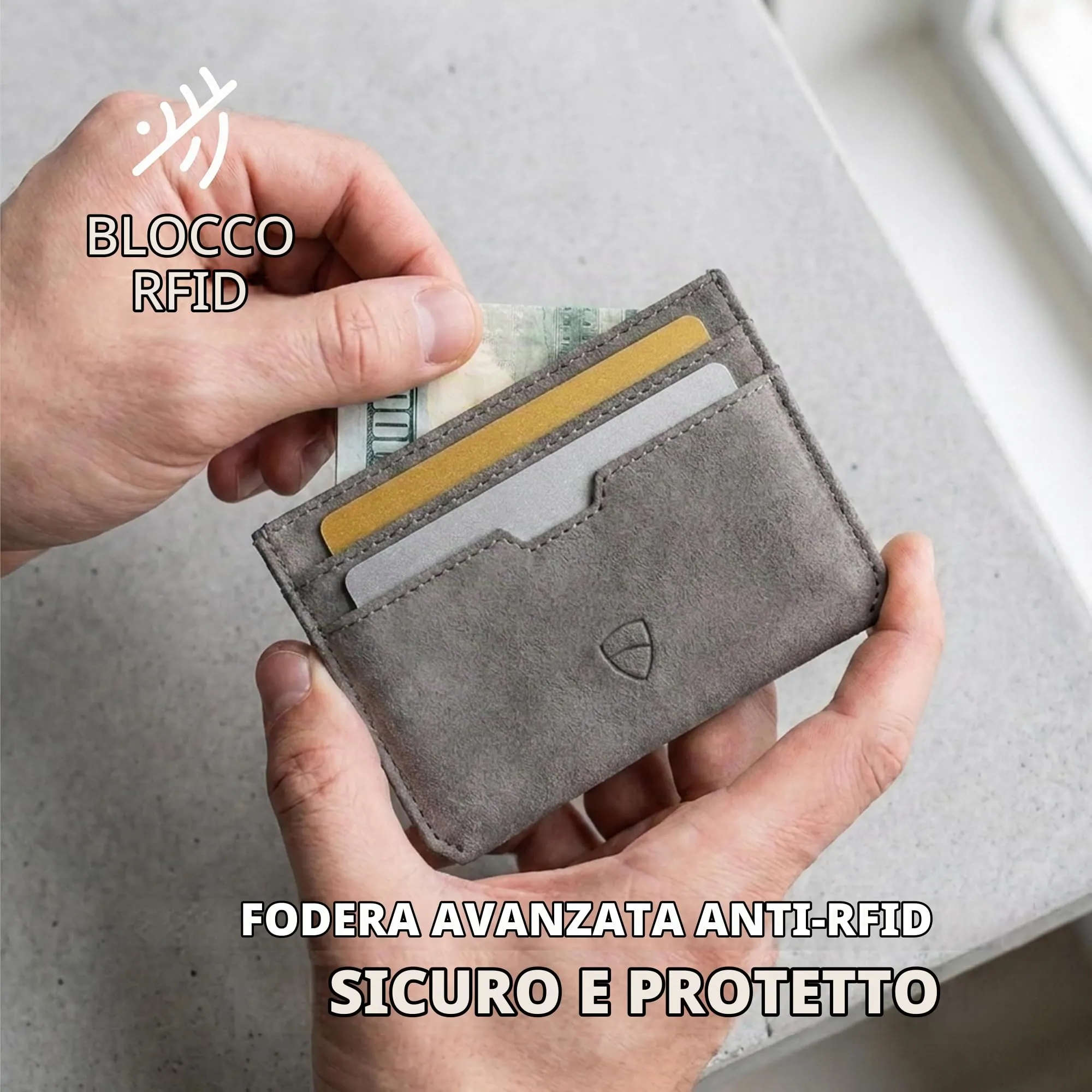 Vaultskin MOORGATE Porta Carte Uomo in Pelle con RFID, Marrone uragano - immagine 4