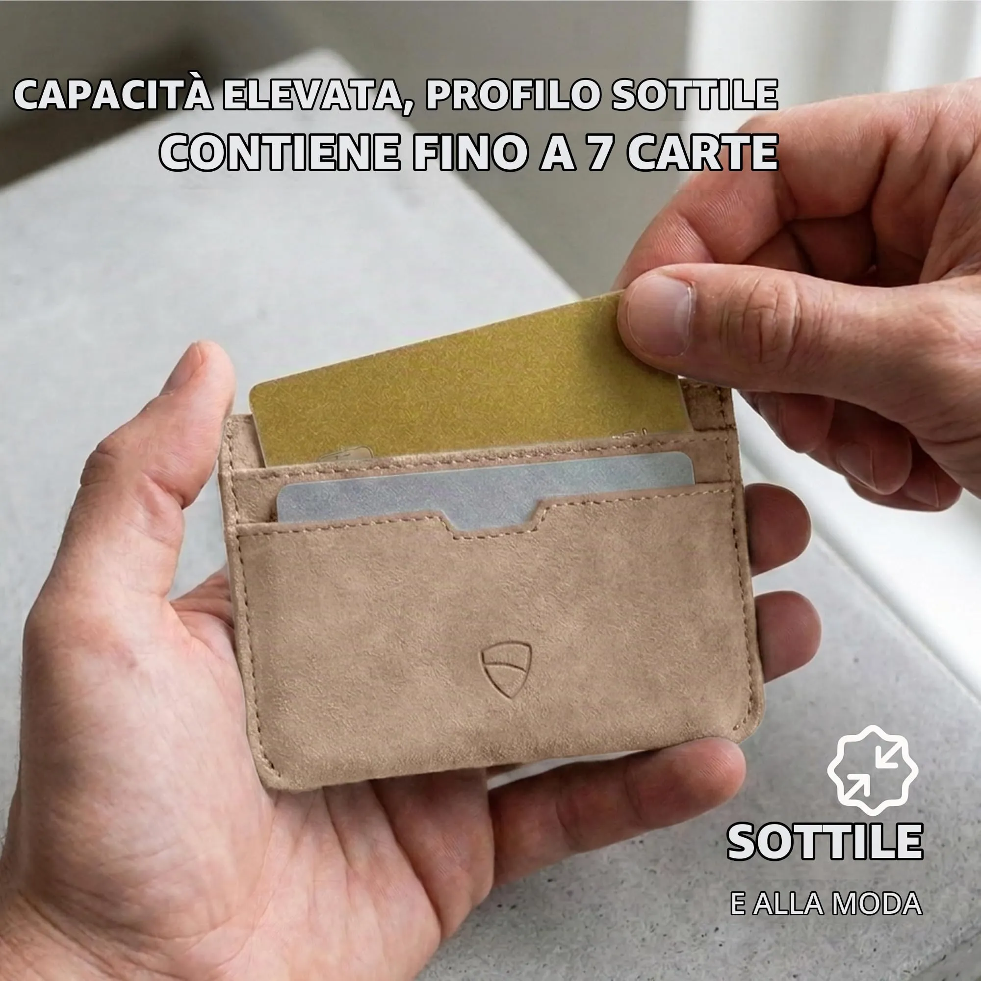 Vaultskin MOORGATE Porta Carte Uomo in Pelle con RFID, Beige - immagine 6