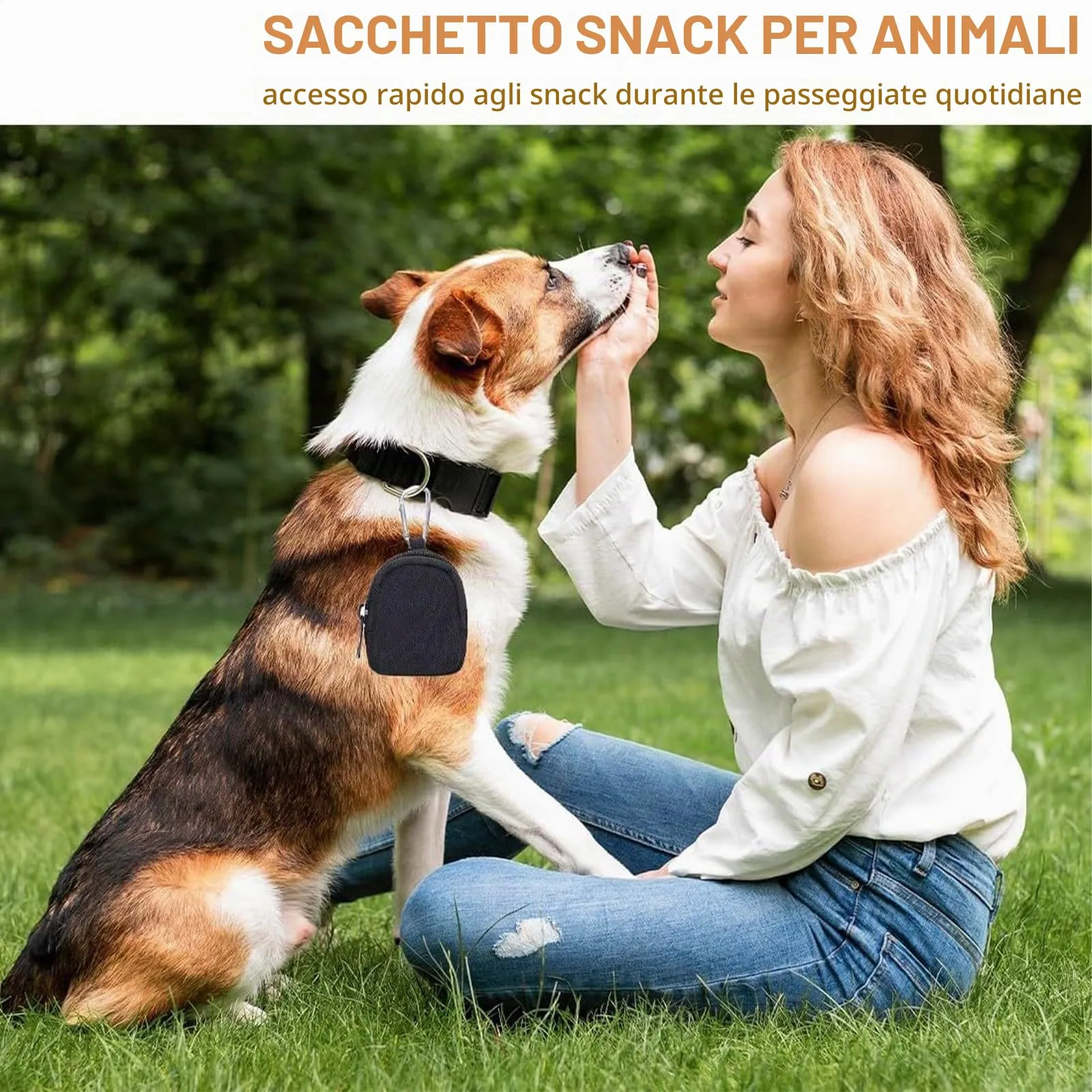Set di 2 Portamonete con Moschettone in Tela, Piccolo Porta Monete per Chiavi e Sacchetto per Dolcetti per Cani, Nero e Verde Militare - immagine 3
