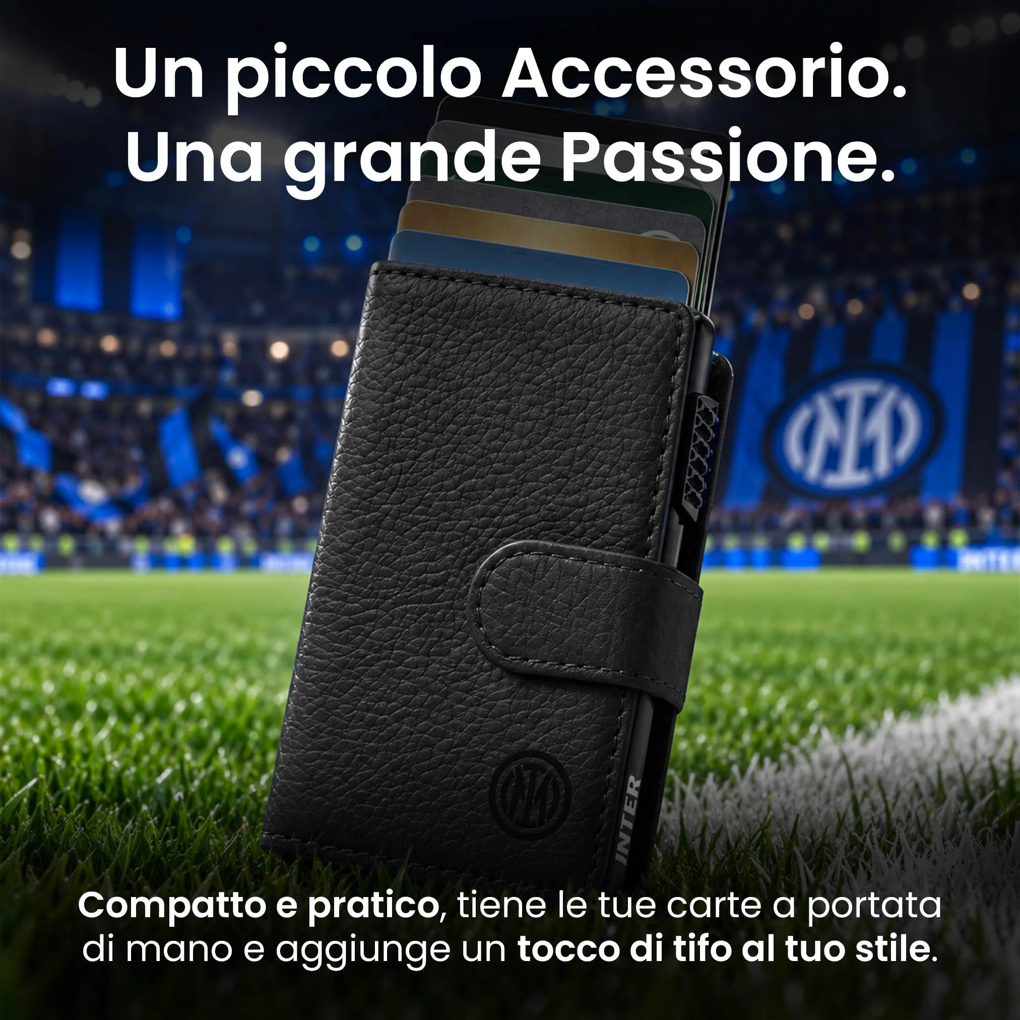 TECHMADE Fc Inter Portafoglio Magnetico - Modello Slide - Fino a 7 Carte, Tasca Monete e Banconote - RFID, Ultra Slim, Funzione Stand per Smartphone - Anello Adattatore Magnetico Incluso - immagine 6