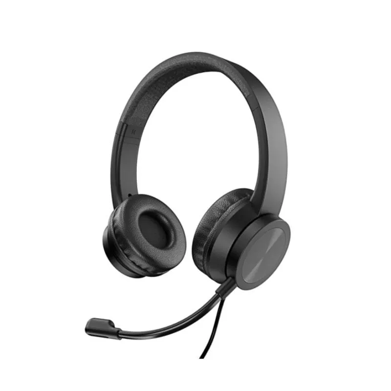 Auricolari Vultech HS-03 con cavo USB-A per ufficio e chiamate, neri - immagine 1