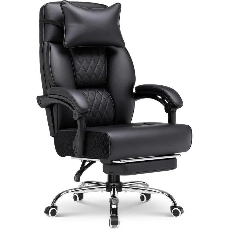 Sedia gaming GTPLAYER con poggiapiedi in pelle sintetica nera - immagine 1