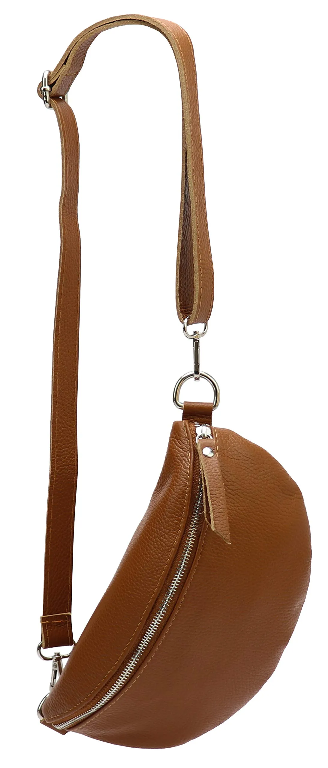 SH Leder ® Karla G359 - Marsupio in vera pelle, marsupio da viaggio, di dimensioni medie, 27 x 15 cm, unisex, cognac, Medium - immagine 1