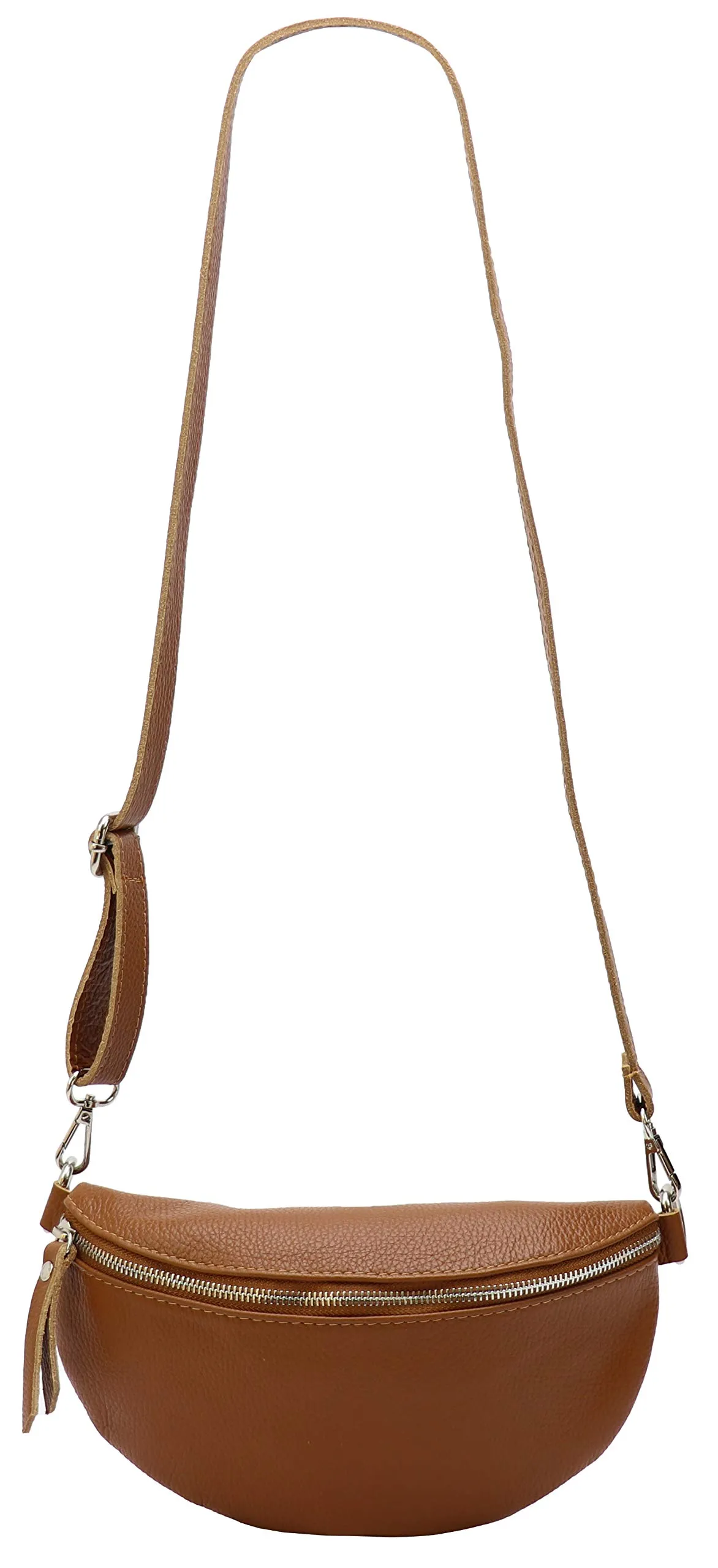 SH Leder ® Karla G359 - Marsupio in vera pelle, marsupio da viaggio, di dimensioni medie, 27 x 15 cm, unisex, cognac, Medium - immagine 3