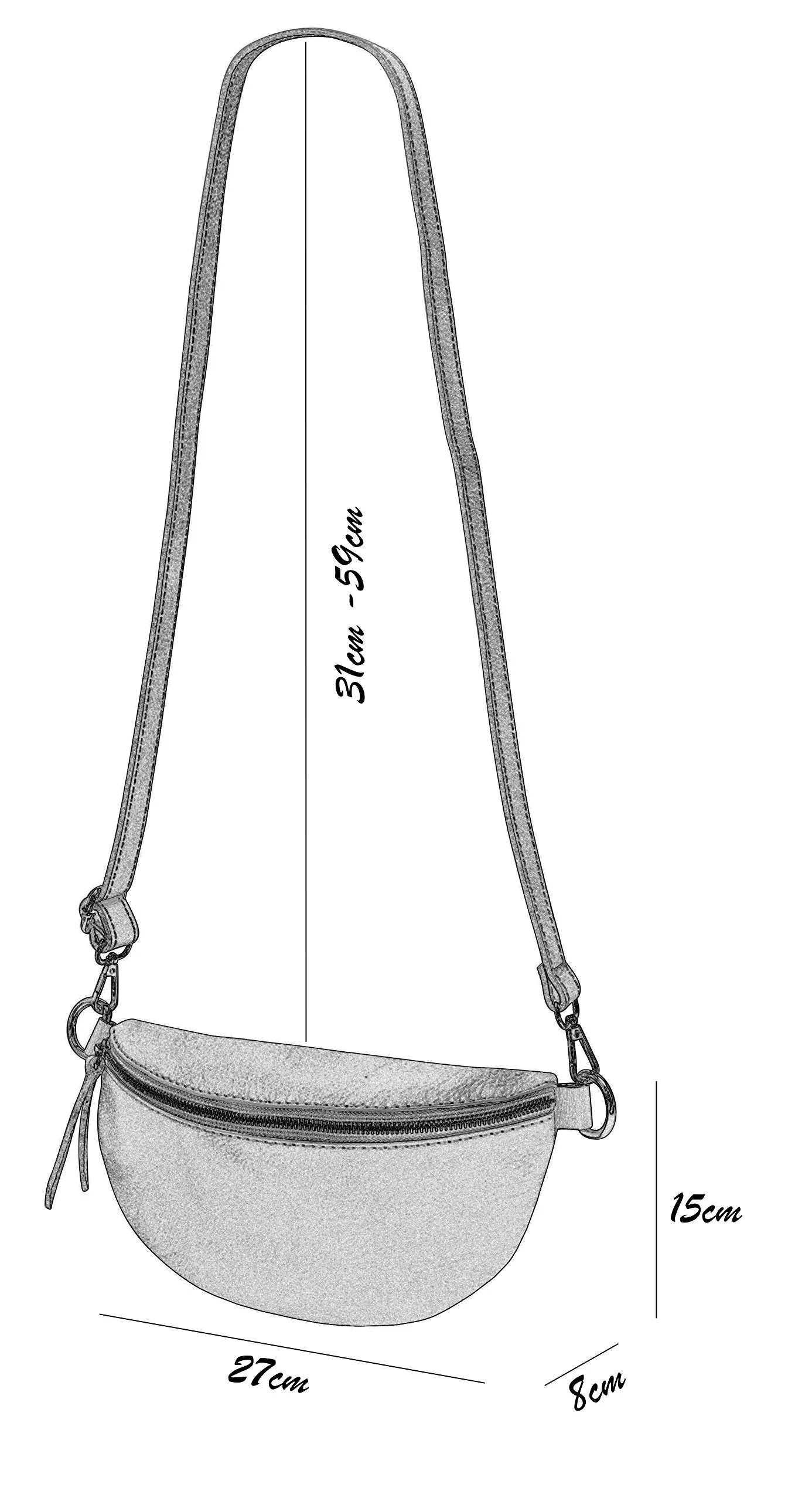 SH Leder ® Karla G359 - Marsupio in vera pelle, marsupio da viaggio, di dimensioni medie, 27 x 15 cm, unisex, cognac, Medium - immagine 4