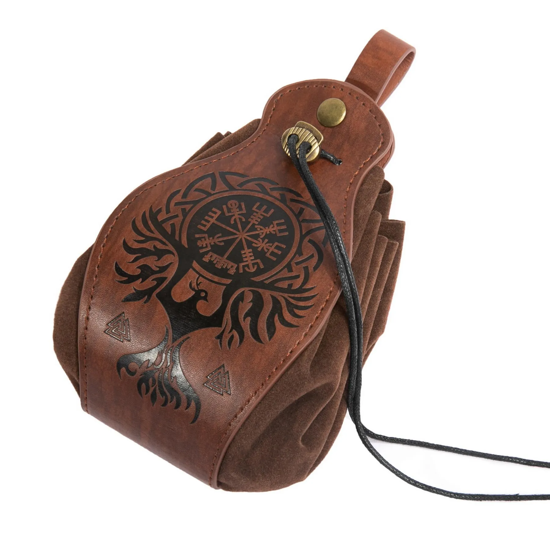 Thajaling 2 pezzi vichingo medievale in finta pelle Pouch,Retro cintura cavaliere Set,rinascimentale coulisse Dadi Bag,Rinascimento LARP Accessori (Marrone-2) - immagine 6