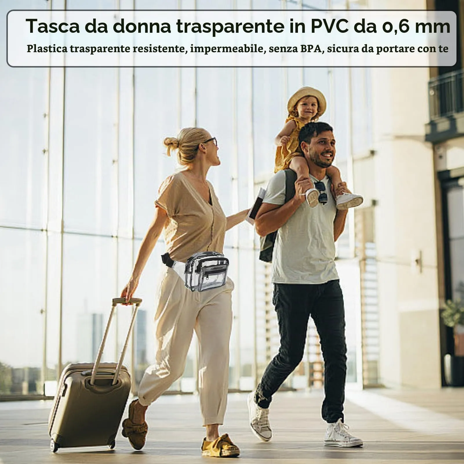 HERCHR Marsupio Trasparente Donna Uomo Piccolo Impermeabile Borsa Trasparente con Tracolla Regolabile per Viaggi, Spiaggia, Eventi - immagine 4