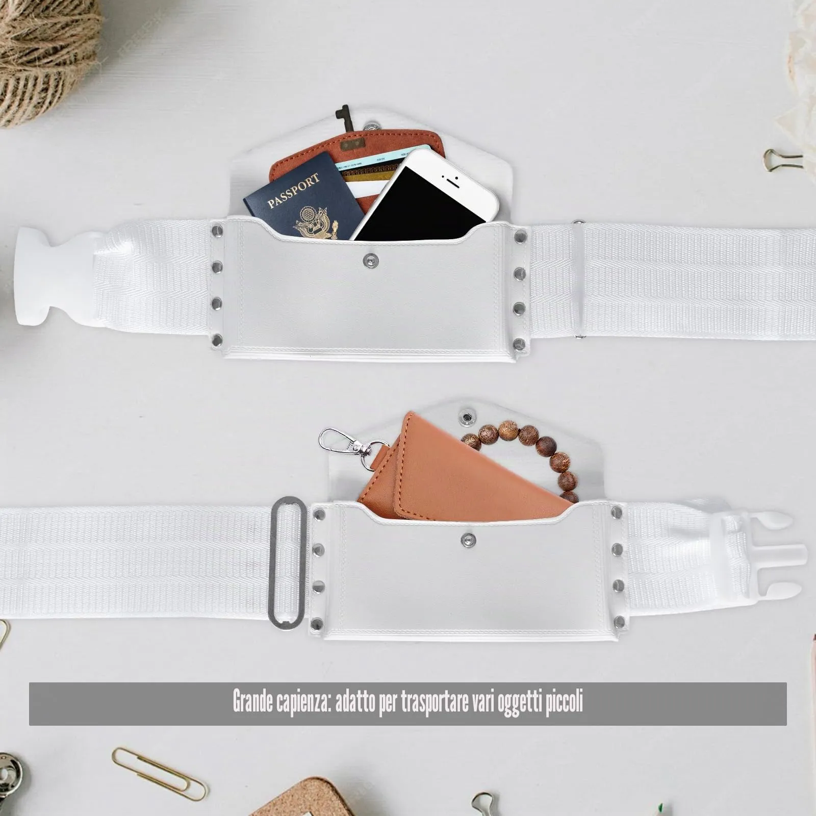 Ihram Cintura da uomo Hajj Umrah – Cintura regolabile Ihram con tasche Hajj Belt Fashion Marsupio Umrah Essentials Free-Size, bianco, Taglia unica, Stile C - immagine 3