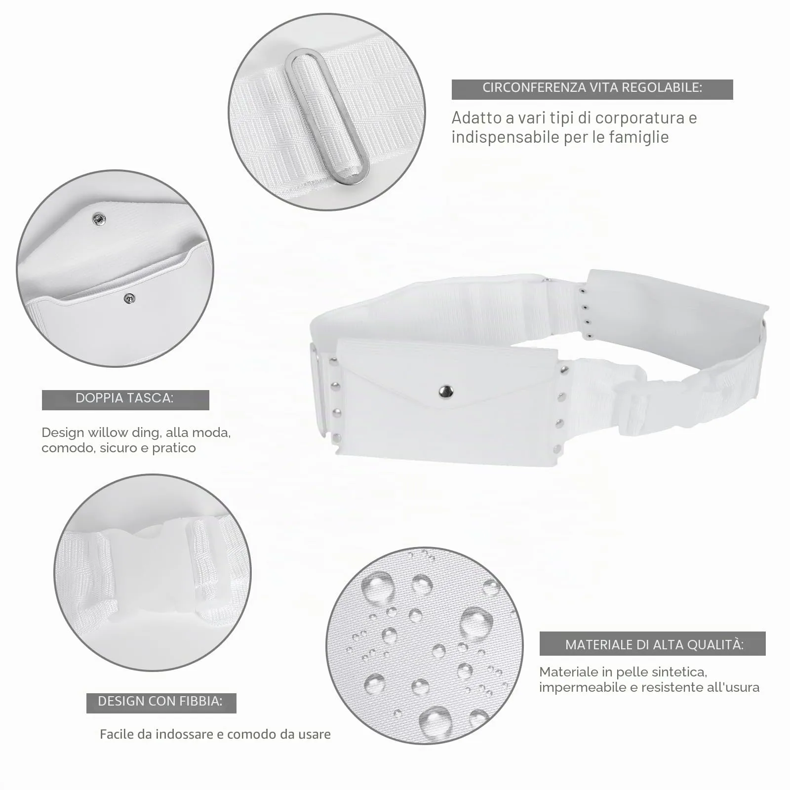 Ihram Cintura da uomo Hajj Umrah – Cintura regolabile Ihram con tasche Hajj Belt Fashion Marsupio Umrah Essentials Free-Size, bianco, Taglia unica, Stile C - immagine 5