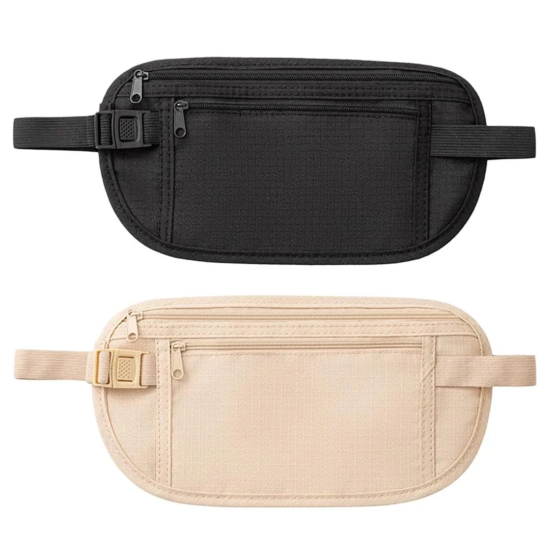 2 Pcs Cintura per Soldi Nascosta, Marsupio Sportivo, Marsupio da Viaggio Invisibile con Fibbia Regolabile, Sottile Marsupio Sportivo, Marsupio Cintura da Viaggio (Kaki/Nero) - immagine 1