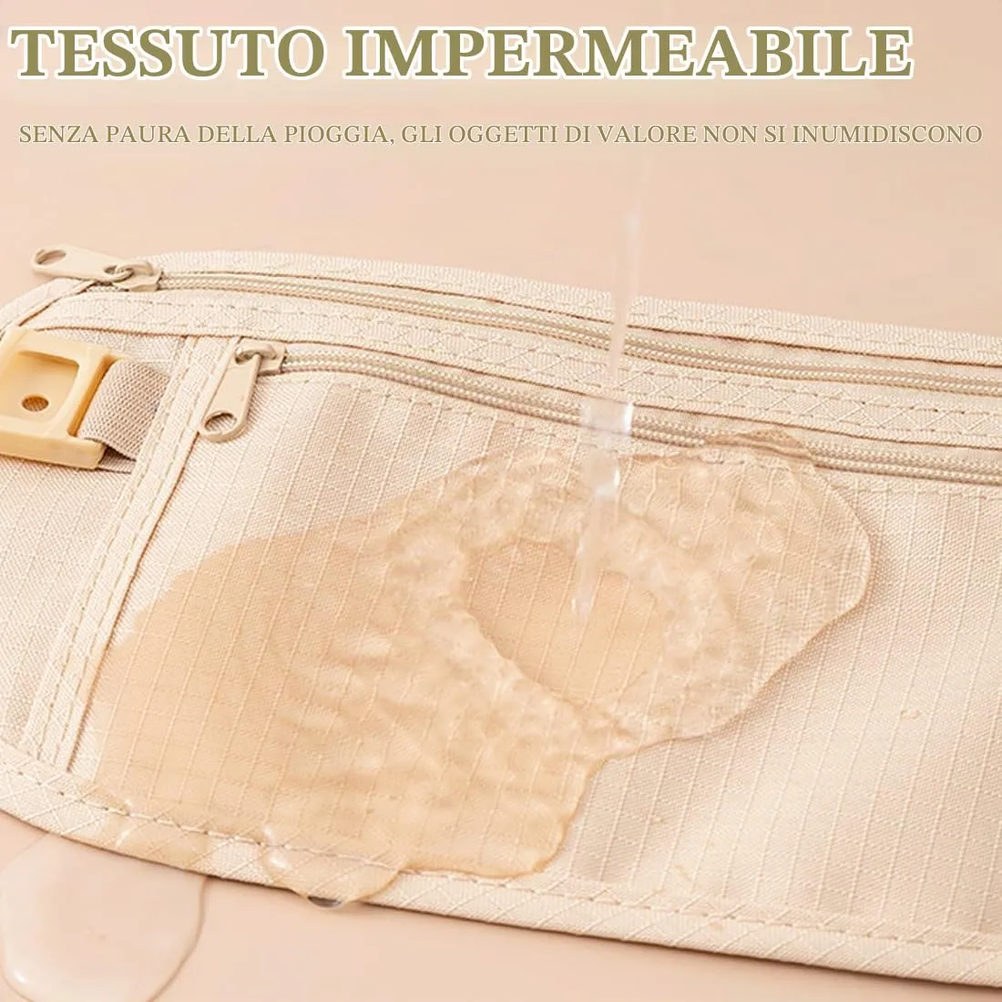 2 Pcs Cintura per Soldi Nascosta, Marsupio Sportivo, Marsupio da Viaggio Invisibile con Fibbia Regolabile, Sottile Marsupio Sportivo, Marsupio Cintura da Viaggio (Kaki/Nero) - immagine 3