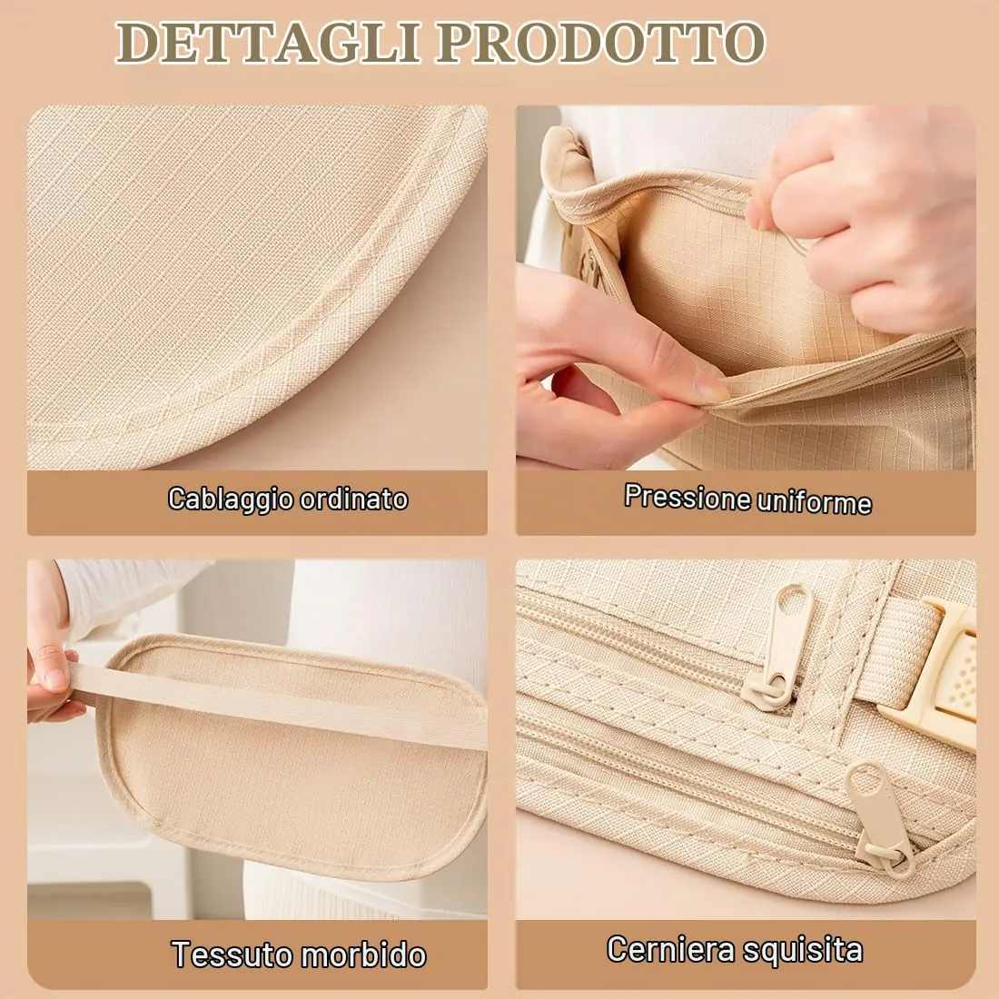 2 Pcs Cintura per Soldi Nascosta, Marsupio Sportivo, Marsupio da Viaggio Invisibile con Fibbia Regolabile, Sottile Marsupio Sportivo, Marsupio Cintura da Viaggio (Kaki/Nero) - immagine 4