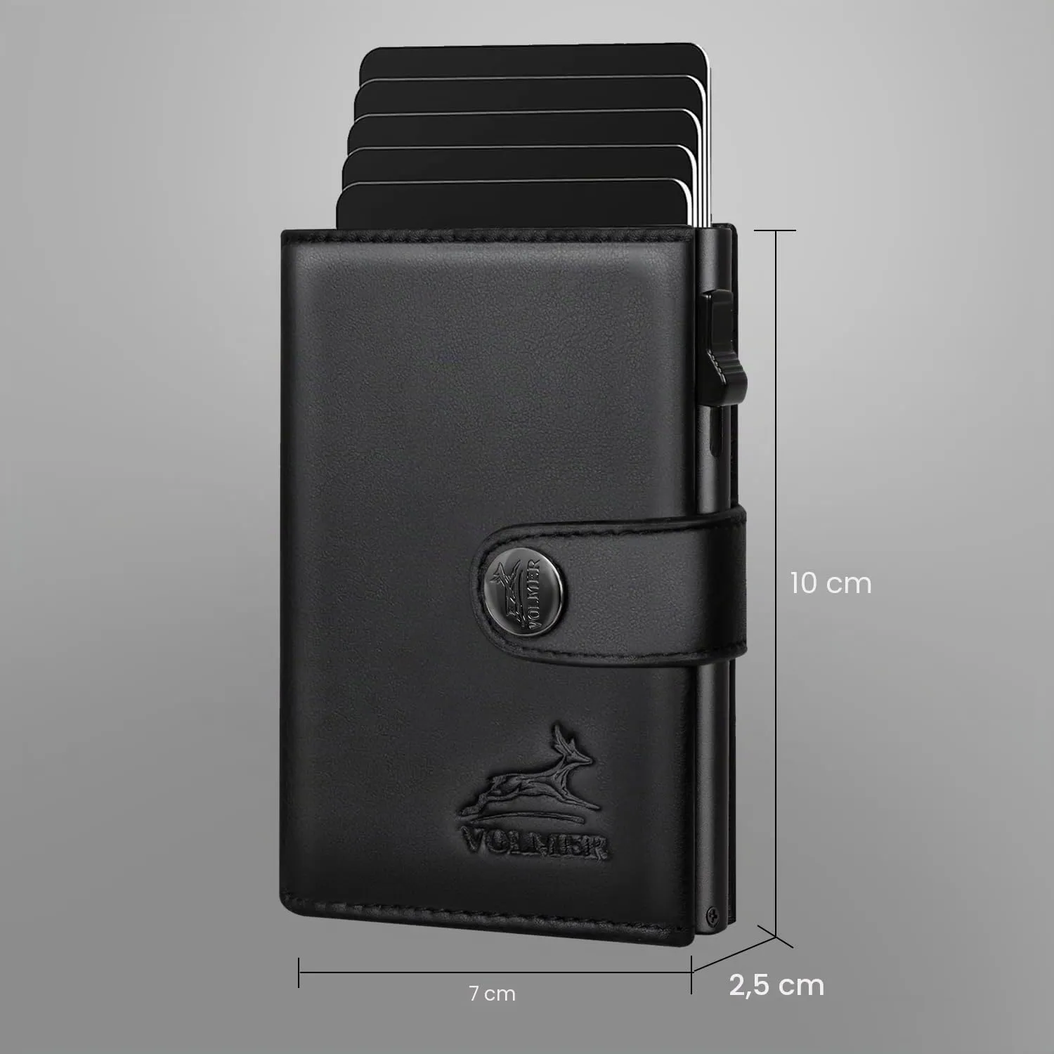 Fa.Volmer POP-UP Porta carte con portamonete in vera pelle per uomo e donna | 12 carte | protezione RFID | Portafoglio VO45, Nero , Großes Münzfach, Portamonete grande - immagine 5