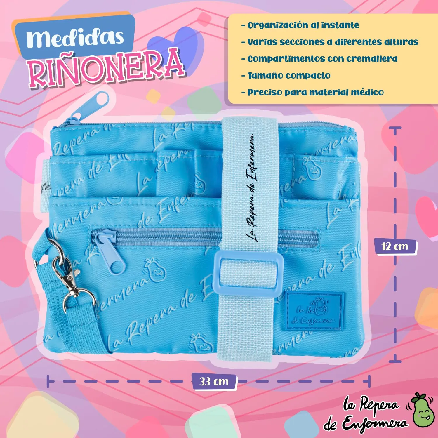 La Repera de Enfermera® Marsupio da infermiere, organizer per infermiere, accessori per infermieri e forbici, regalo per infermiere e TCAE (Blue Ice), Rosso vino, Marsupio per infermieri - immagine 3