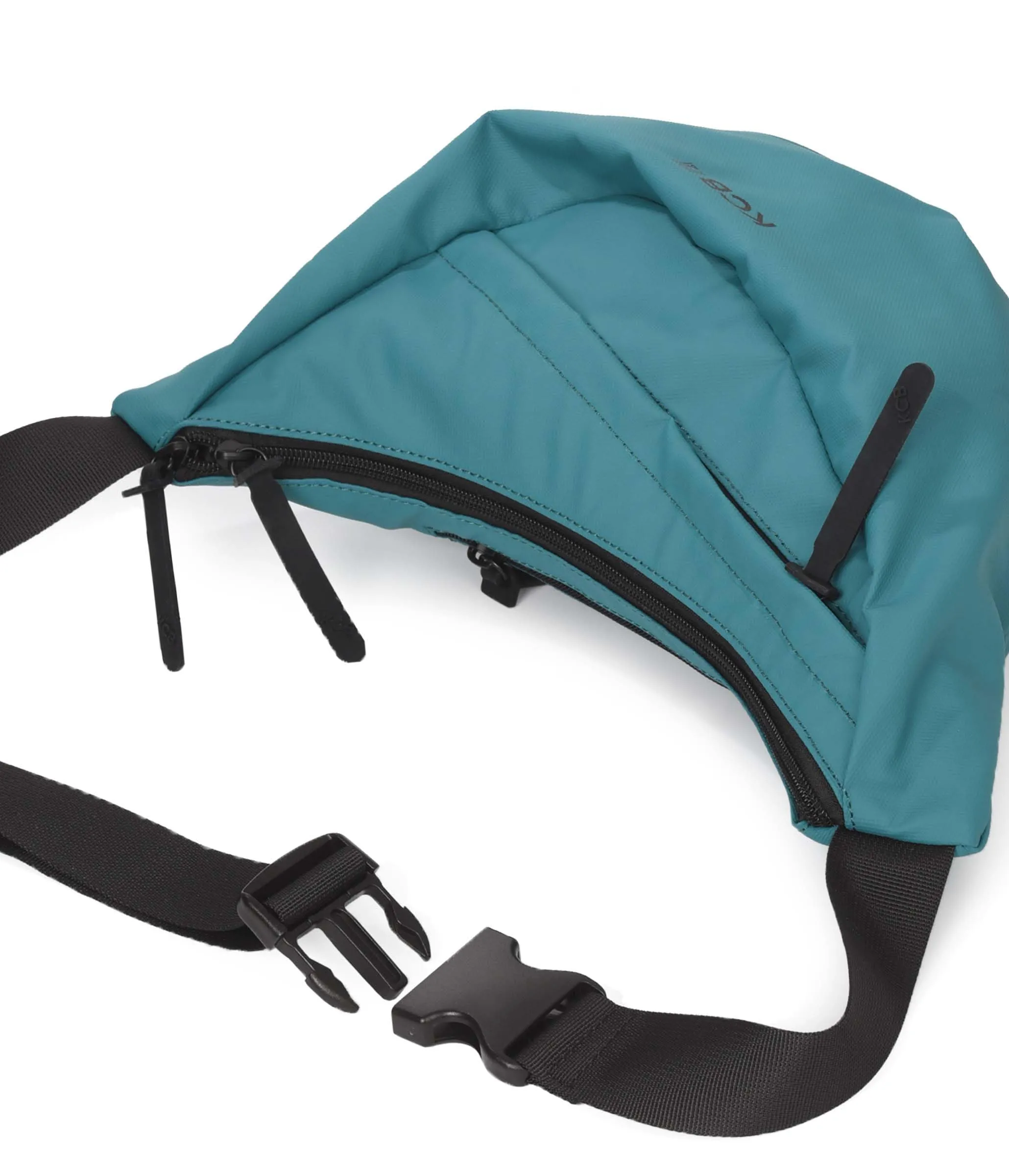 Marsupio grande KCB Skid, stile urbano e funzionale, scomparto doppio con cerniera e tasca posteriore sicura, design comodo e pratico, manico regolabile, 100% vegano, Petrolio, Grande, Casual - immagine 2