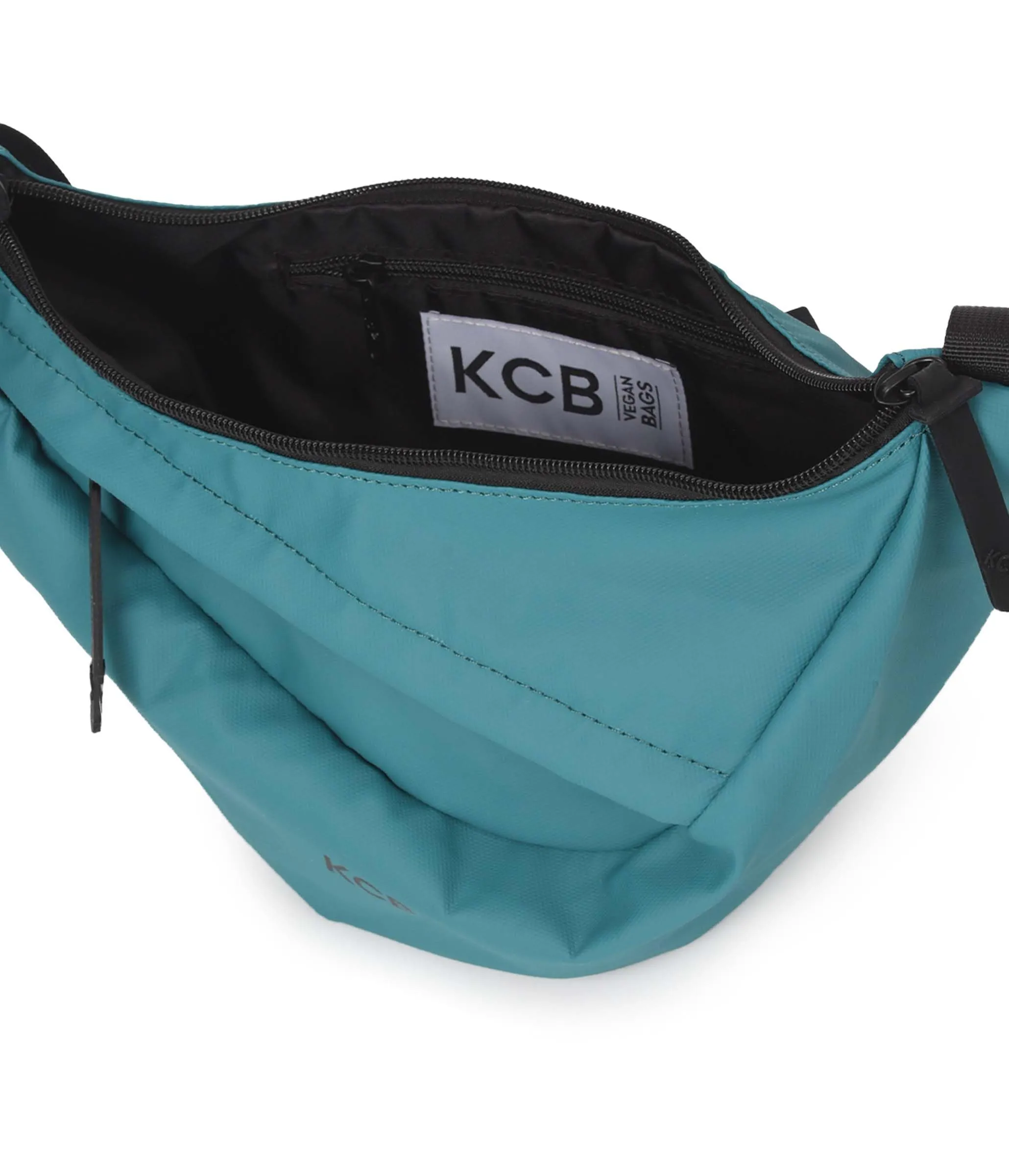 Marsupio grande KCB Skid, stile urbano e funzionale, scomparto doppio con cerniera e tasca posteriore sicura, design comodo e pratico, manico regolabile, 100% vegano, Petrolio, Grande, Casual - immagine 4