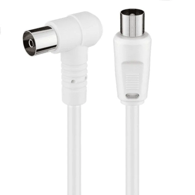 Cavo antenna coassiale Goobay angolato 75 Ohm 1,5 m bianco - immagine 1