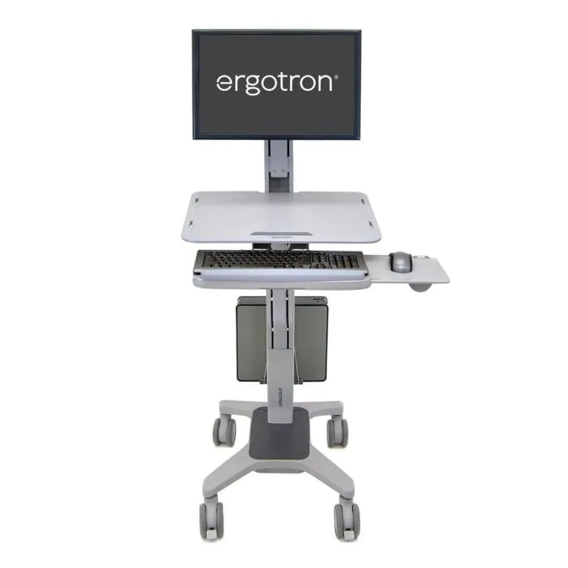 Ergotron WorkFit C-Mod, Single Display Sit-Stand Workstation supporto da tavolo per Tv a schermo piatto 68,6 cm (27") Pavimento Grigio - immagine 1
