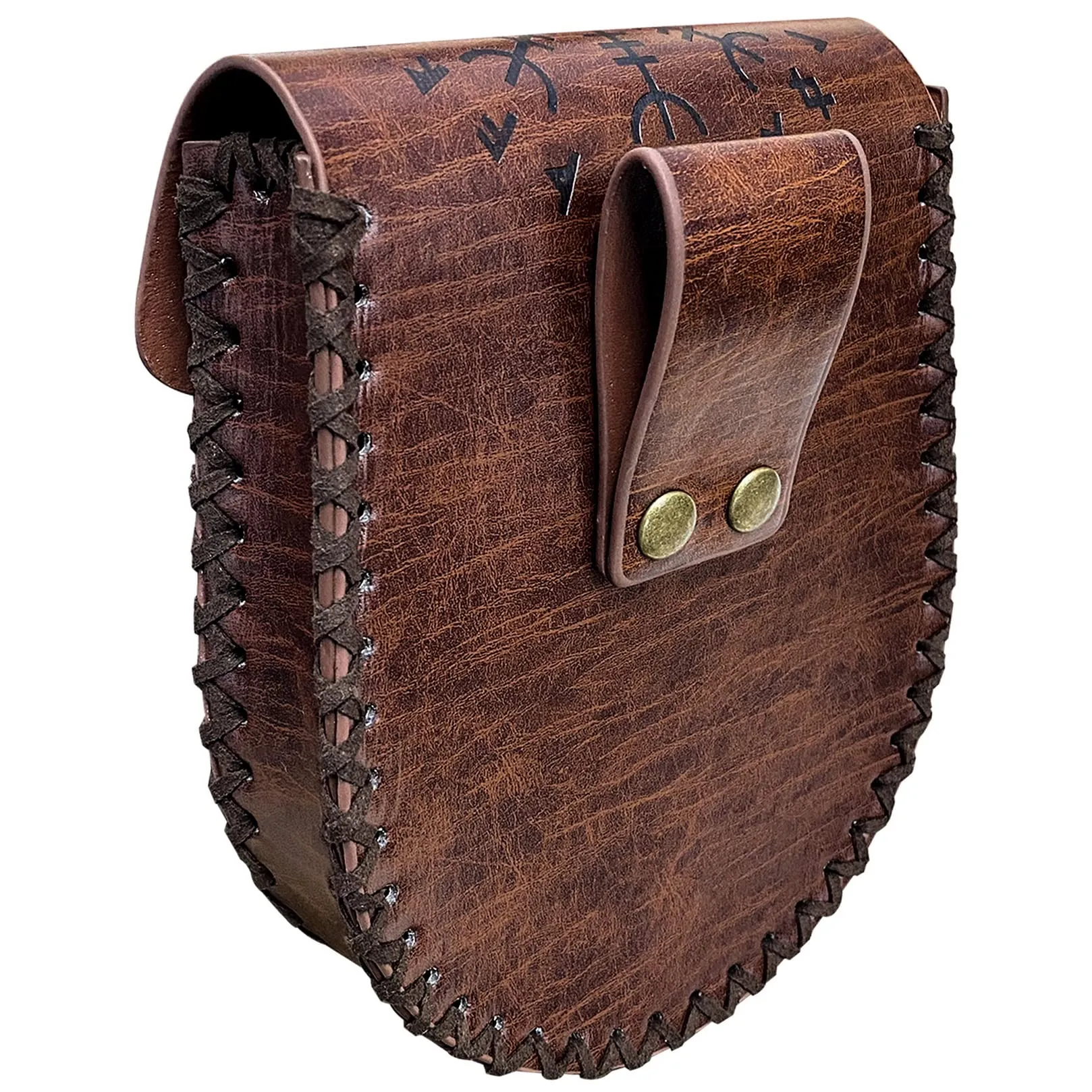 Marsupio in rilievo marrone, Marsupio in pelle vintage vichingo, Marsupio medievale LARP per donna Uomo - immagine 3