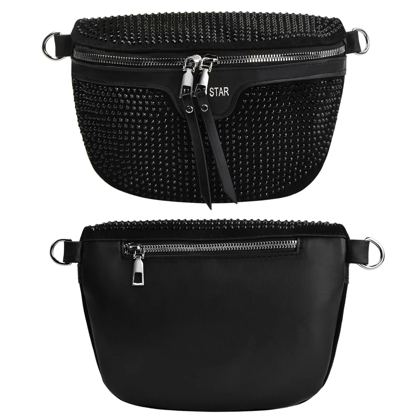 Cozlly Marsupio da Donna in Pelle, Borsa Tracolla Crossbody, Cinturino Regolabile, Piccola Borsetta, Sportiva, Tracolla Ampia (Nero) - immagine 4