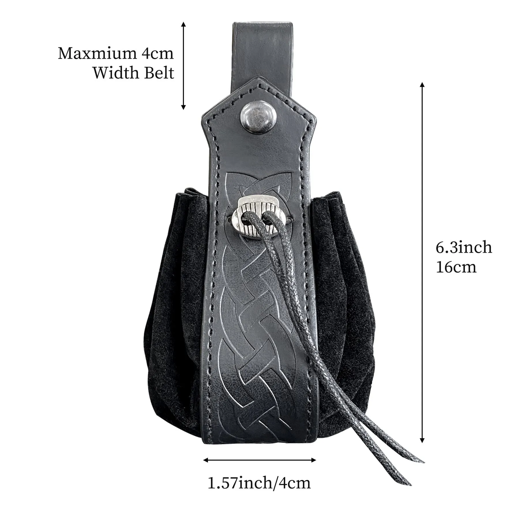 Thajaling 2 pezzi vichingo cintura medievale in finta pelle Pouch,Retro cavaliere Set,rinascimentale coulisse Dadi Bag,Rinascimento LARP Accessori (Nero) - immagine 3