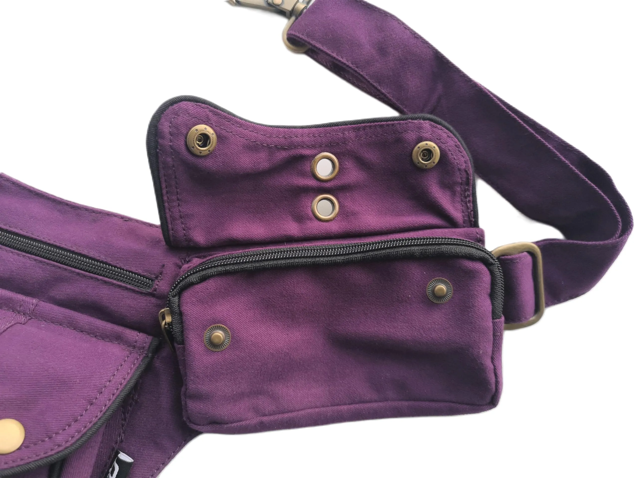 Qhiss® Marsupio Tasca da vita in cotone con chiusura in ottone - immagine 6