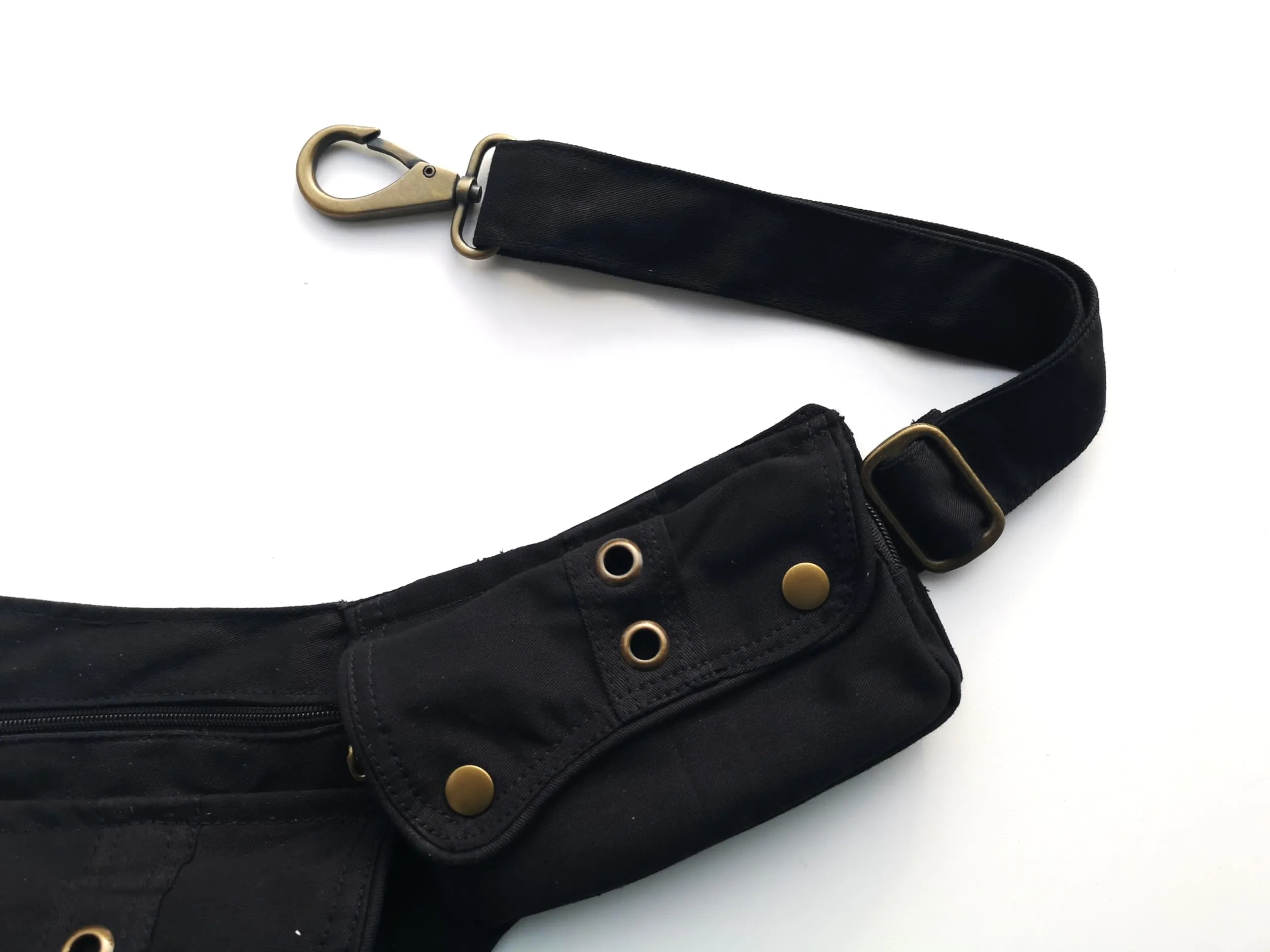 Qhiss® Marsupio Tasca da vita in cotone con chiusura in ottone - immagine 4