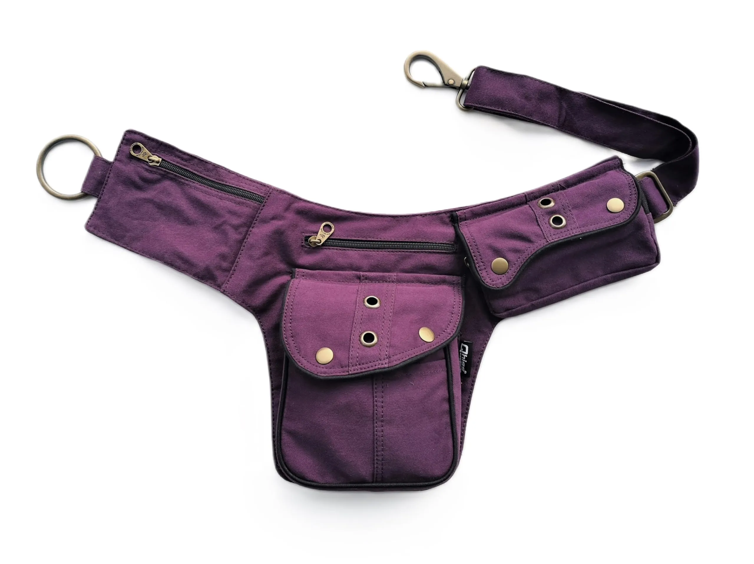 Qhiss® Marsupio Tasca da vita in cotone con chiusura in ottone - immagine 1
