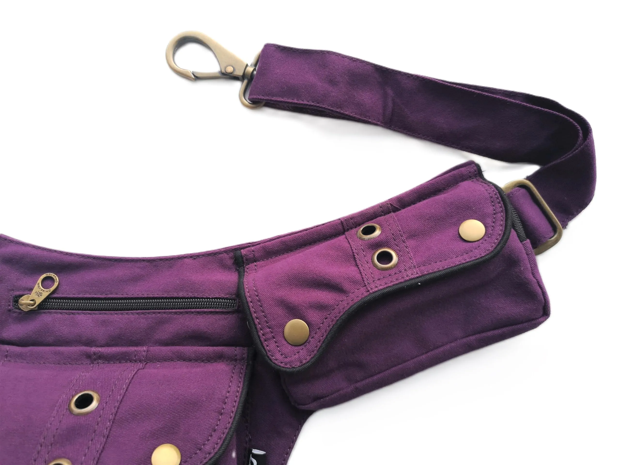 Qhiss® Marsupio Tasca da vita in cotone con chiusura in ottone - immagine 5