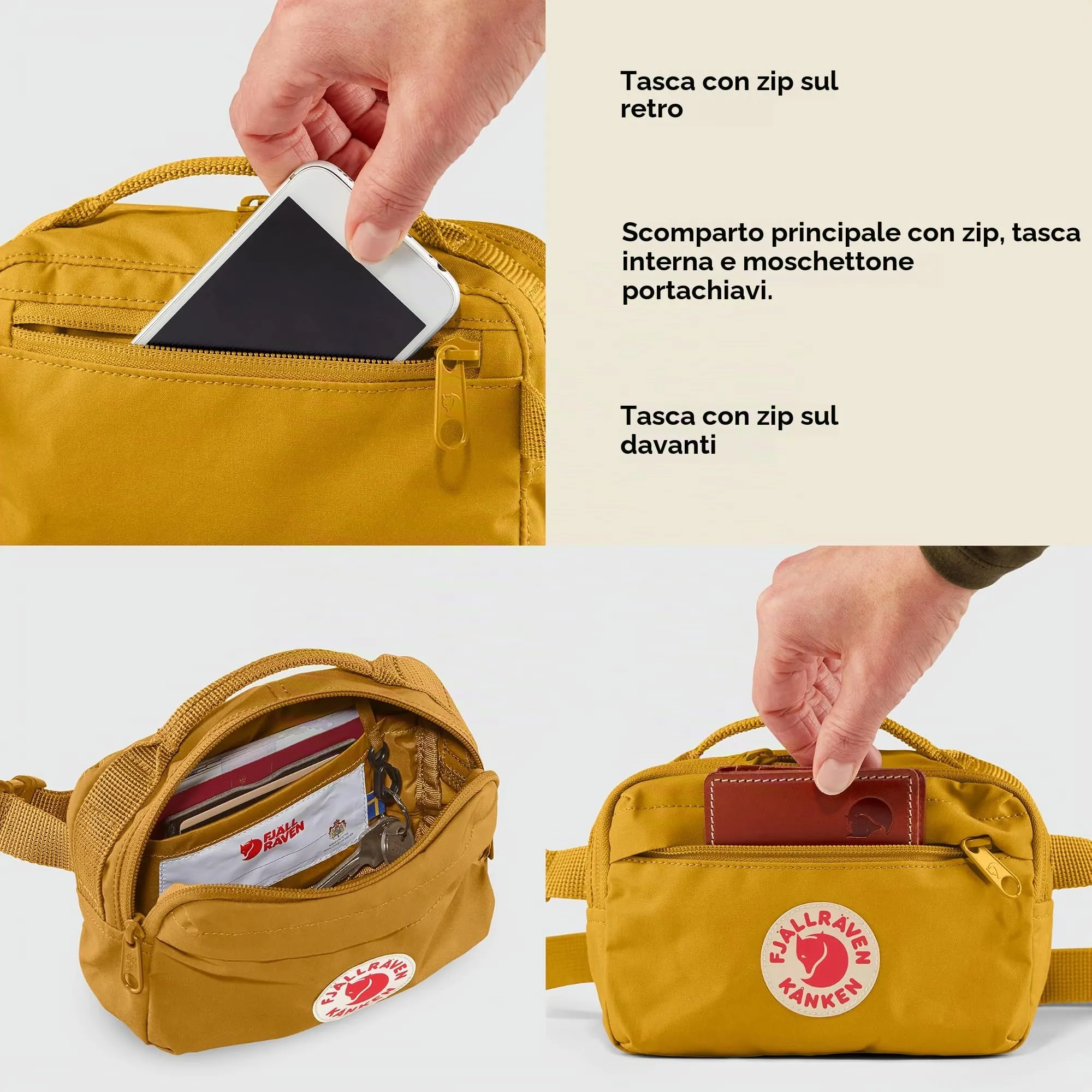 Fjällräven Kånken Hip Pack Marsupio 2 L, Unisex, Fossil - immagine 3
