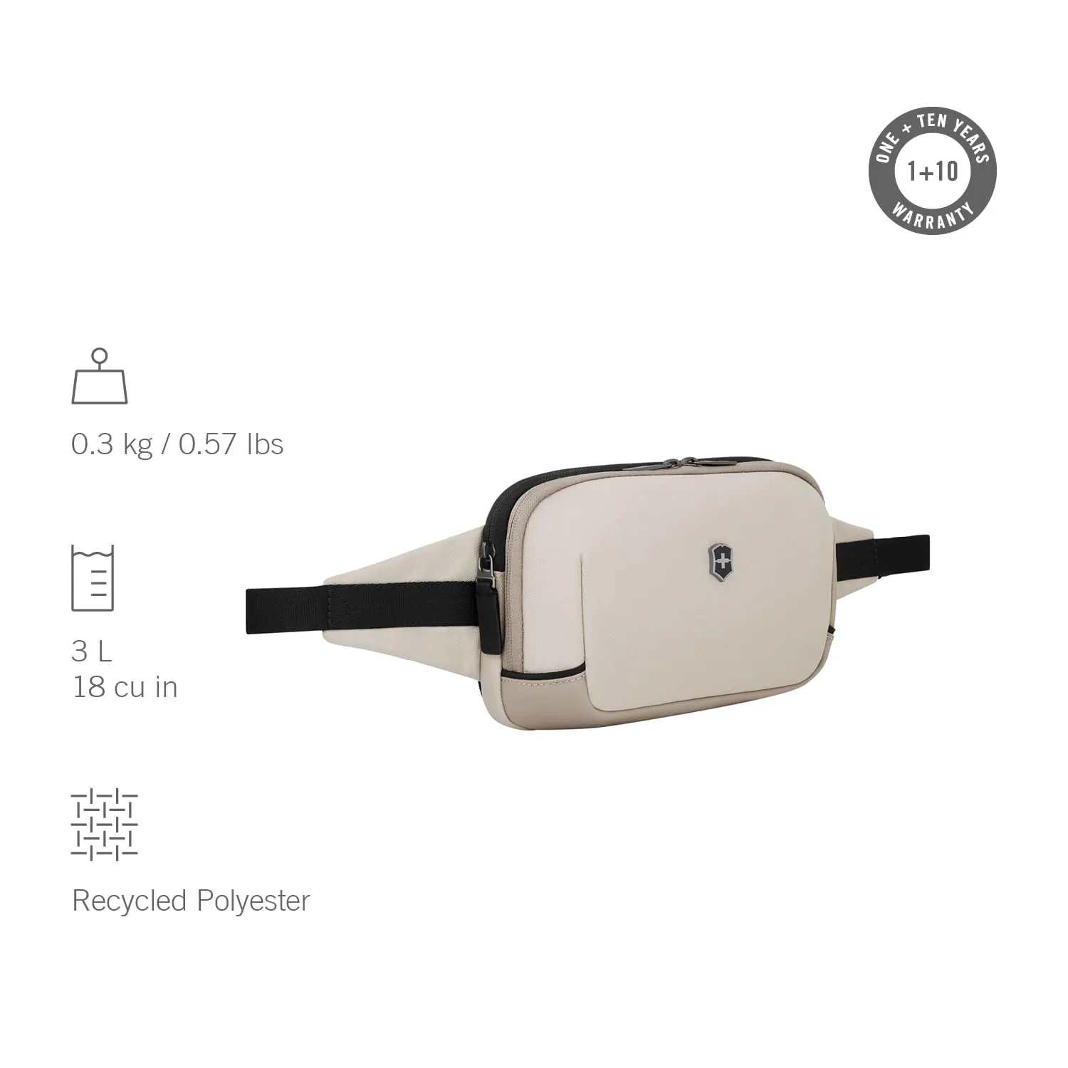 Victorinox Altmont Modern Belt Bag, Borsa da Cintura con Tasca per Cellulare, Marsupio, Accessorio da viaggio, Sicuro, Sottile, Uomo/Donna, Beige - immagine 3