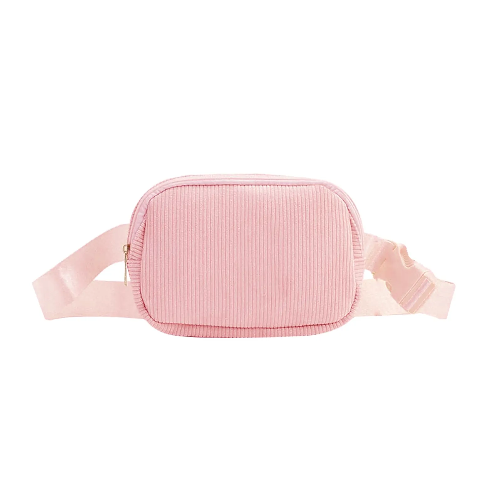 Hernin Marsupio in Velluto a Coste per Donna Uomo Marsupio con Cintura Marsupi in Velluto a Coste con Tracolla Regolabile per Viaggi, Sport, Corsa (rosa) - immagine 1