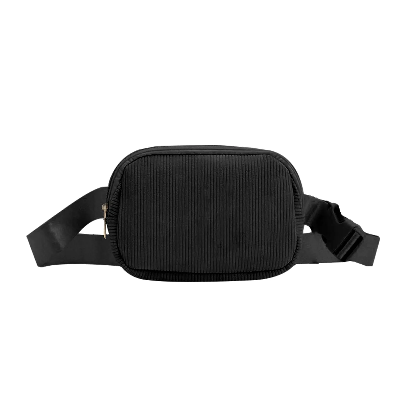 Hernin Marsupio in Velluto a Coste per Donna Uomo Marsupio con Cintura Marsupi in Velluto a Coste con Tracolla Regolabile per Viaggi, Sport, Corsa (nero) - immagine 1