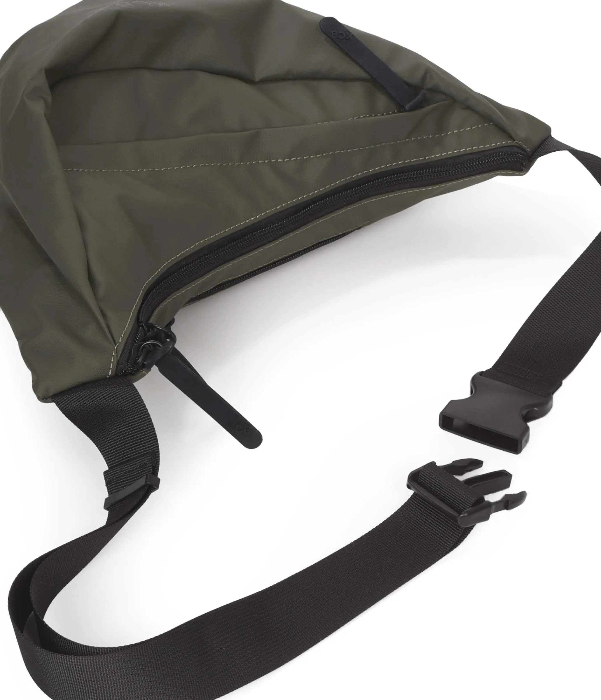 Marsupio grande KCB Skid, stile urbano e funzionale, scomparto doppio con cerniera e tasca posteriore sicura, design comodo e pratico, manico regolabile, 100% vegano, Kaki, Grande, Casual - immagine 2
