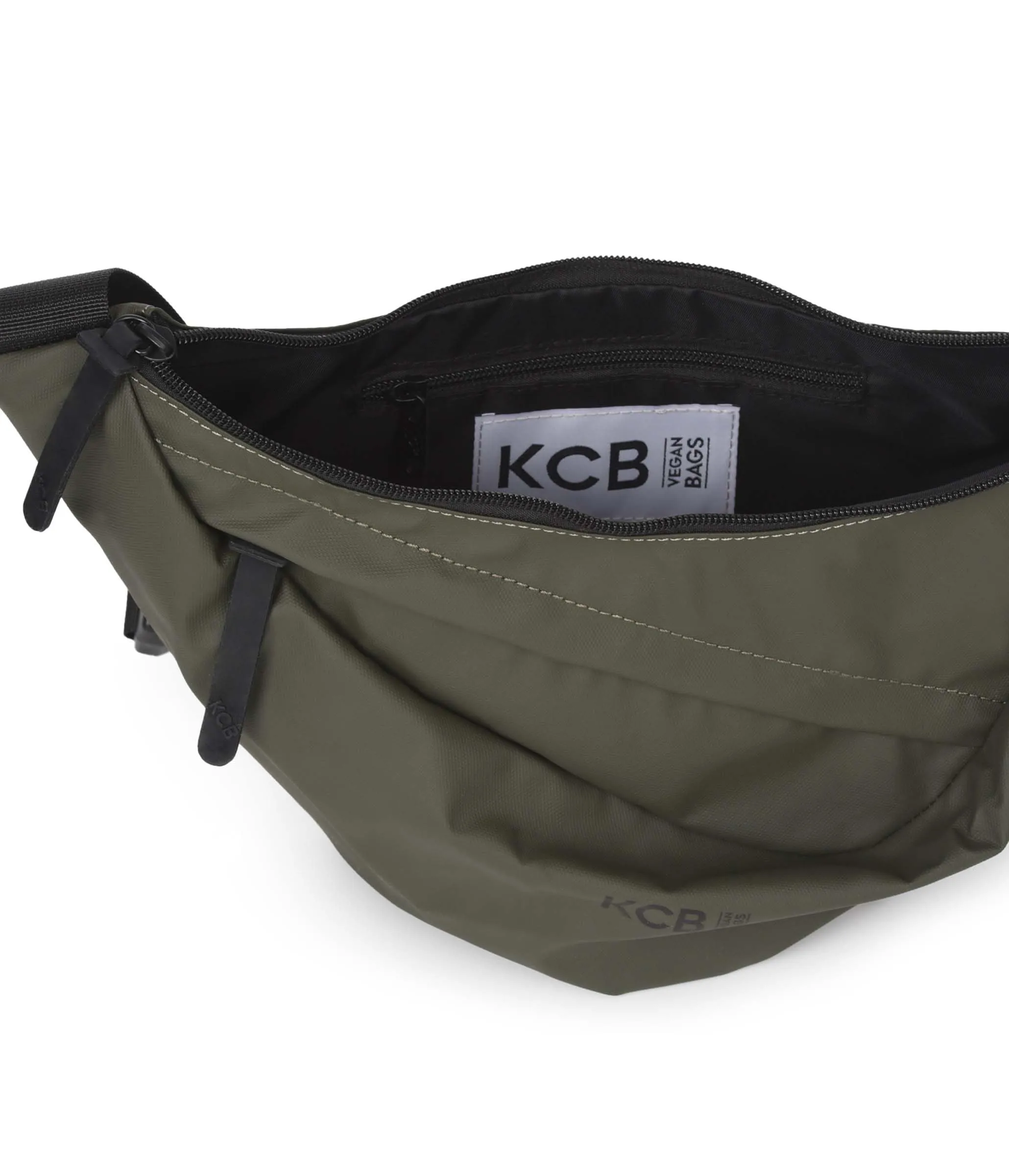 Marsupio grande KCB Skid, stile urbano e funzionale, scomparto doppio con cerniera e tasca posteriore sicura, design comodo e pratico, manico regolabile, 100% vegano, Kaki, Grande, Casual - immagine 4