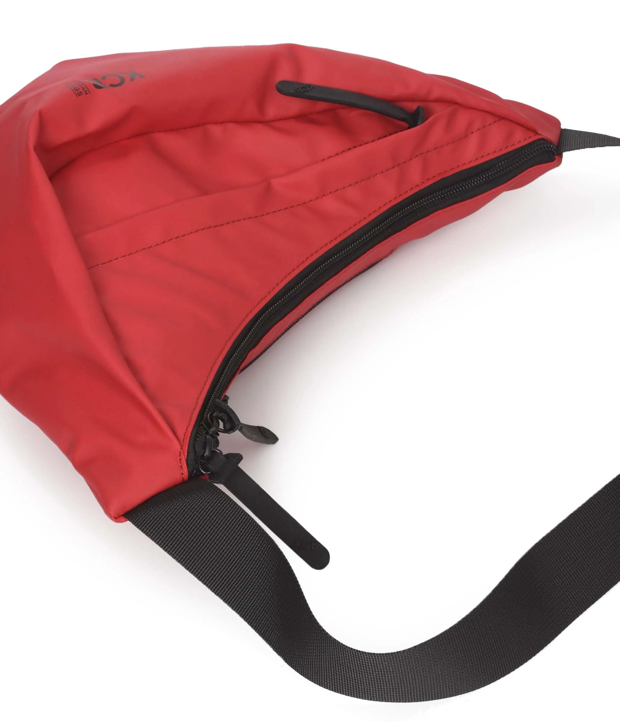 Marsupio grande KCB Skid, stile urbano e funzionale, scomparto doppio con cerniera e tasca posteriore sicura, design comodo e pratico, manico regolabile, 100% vegano, rosso, Grande, Casual - immagine 2